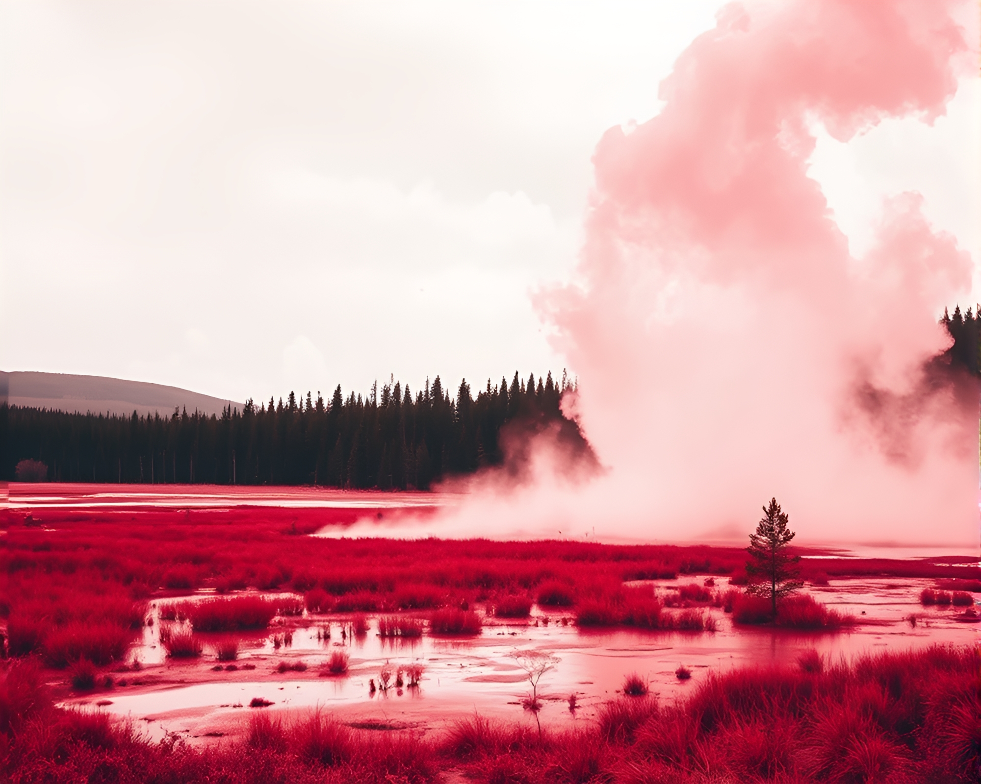 Geothermal Geyser Ruby Red Cinemagraph – free AI stock image