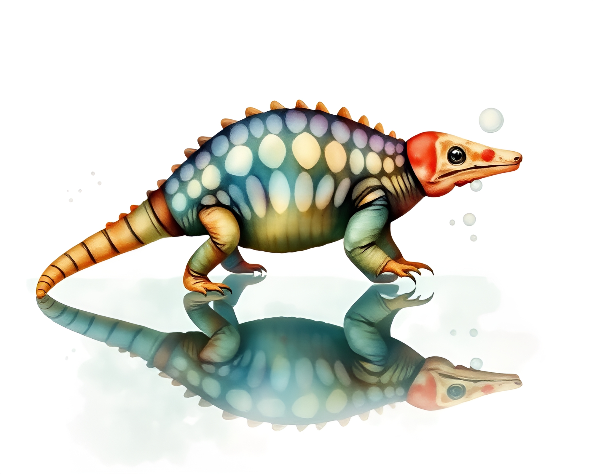 Armadillo in Distorted Watercolor Pond – free AI stock image