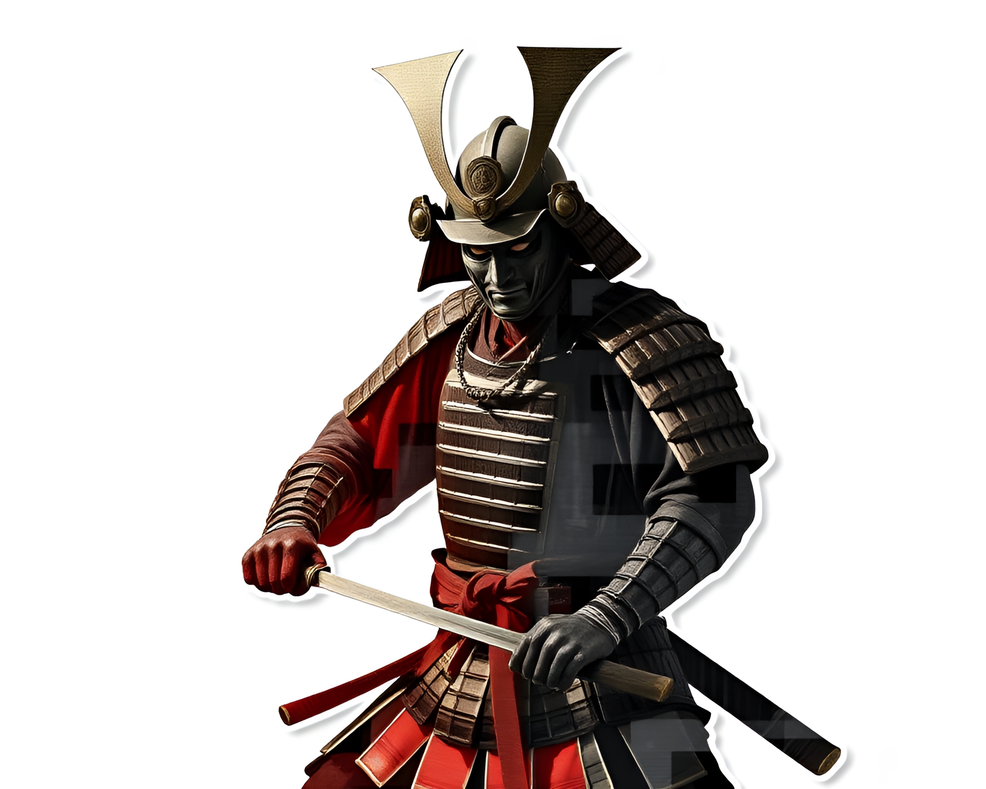 Samurai Warrior Collage in Muted Shadows – free AI stock image