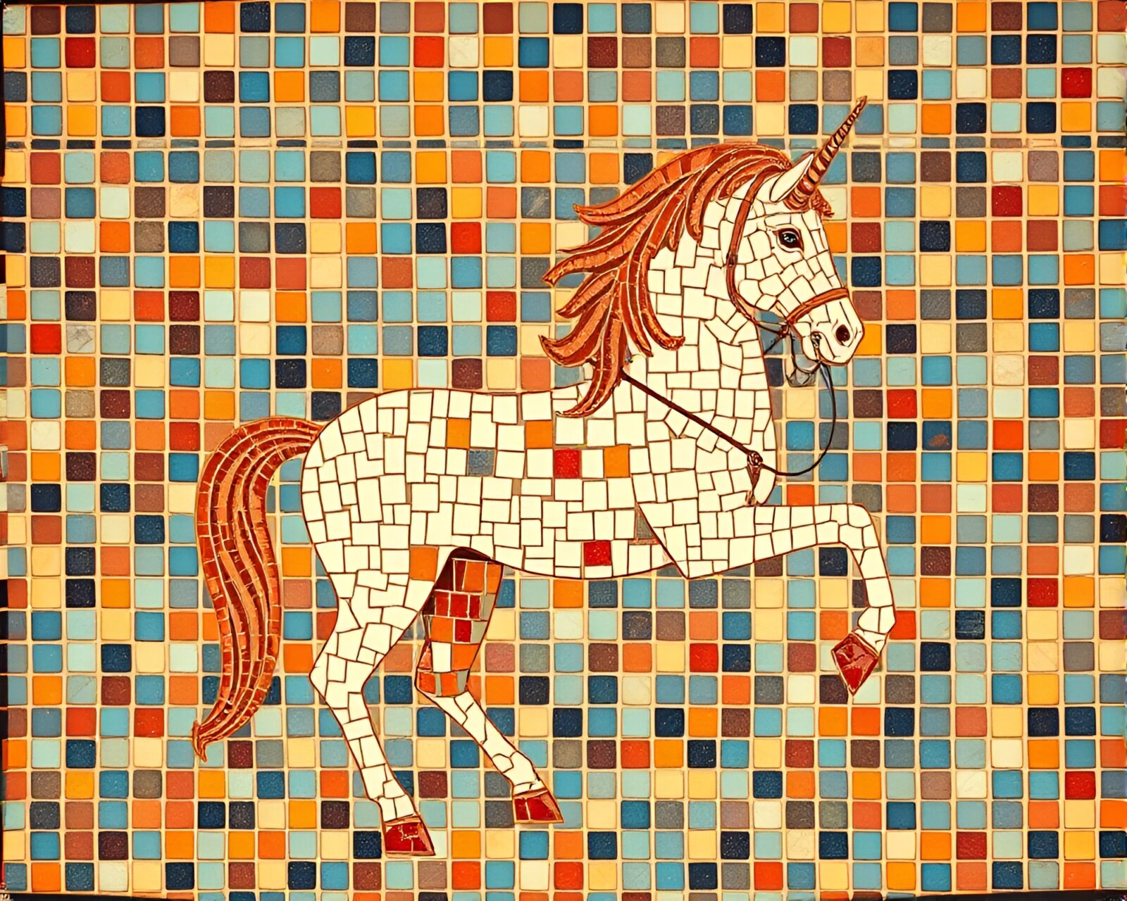 Majestic centaur depicted in intricate mosaic tiles