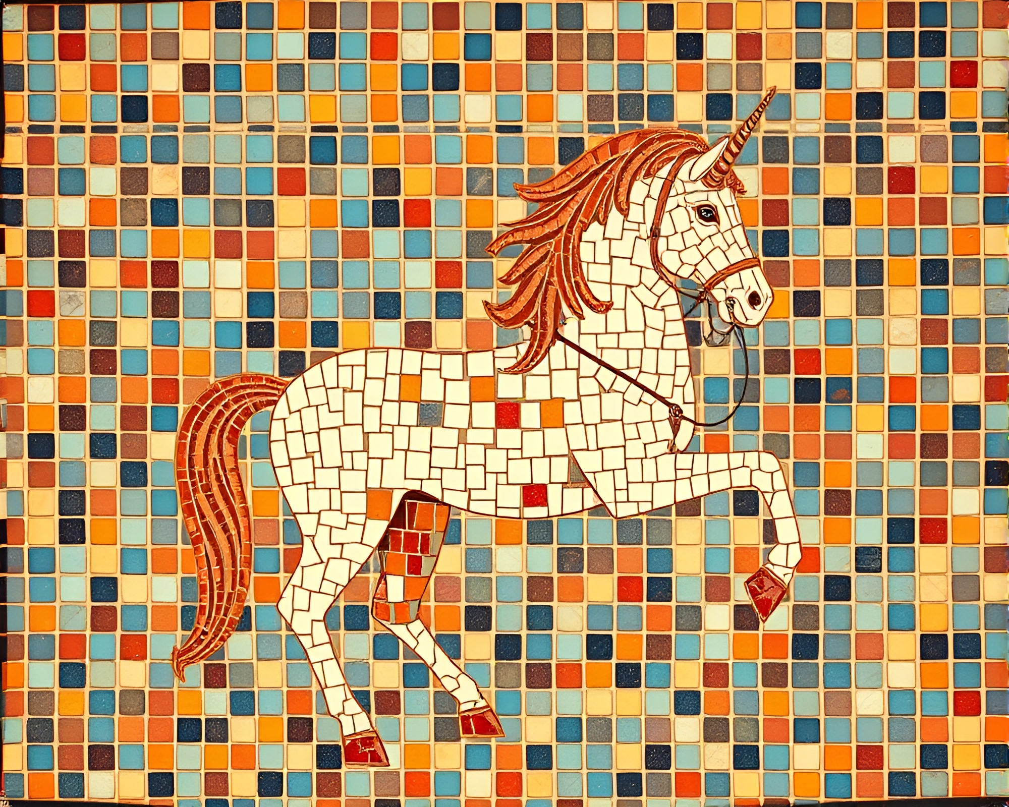 Vintage Centaur Technical Illustration Mosaic – free AI stock image