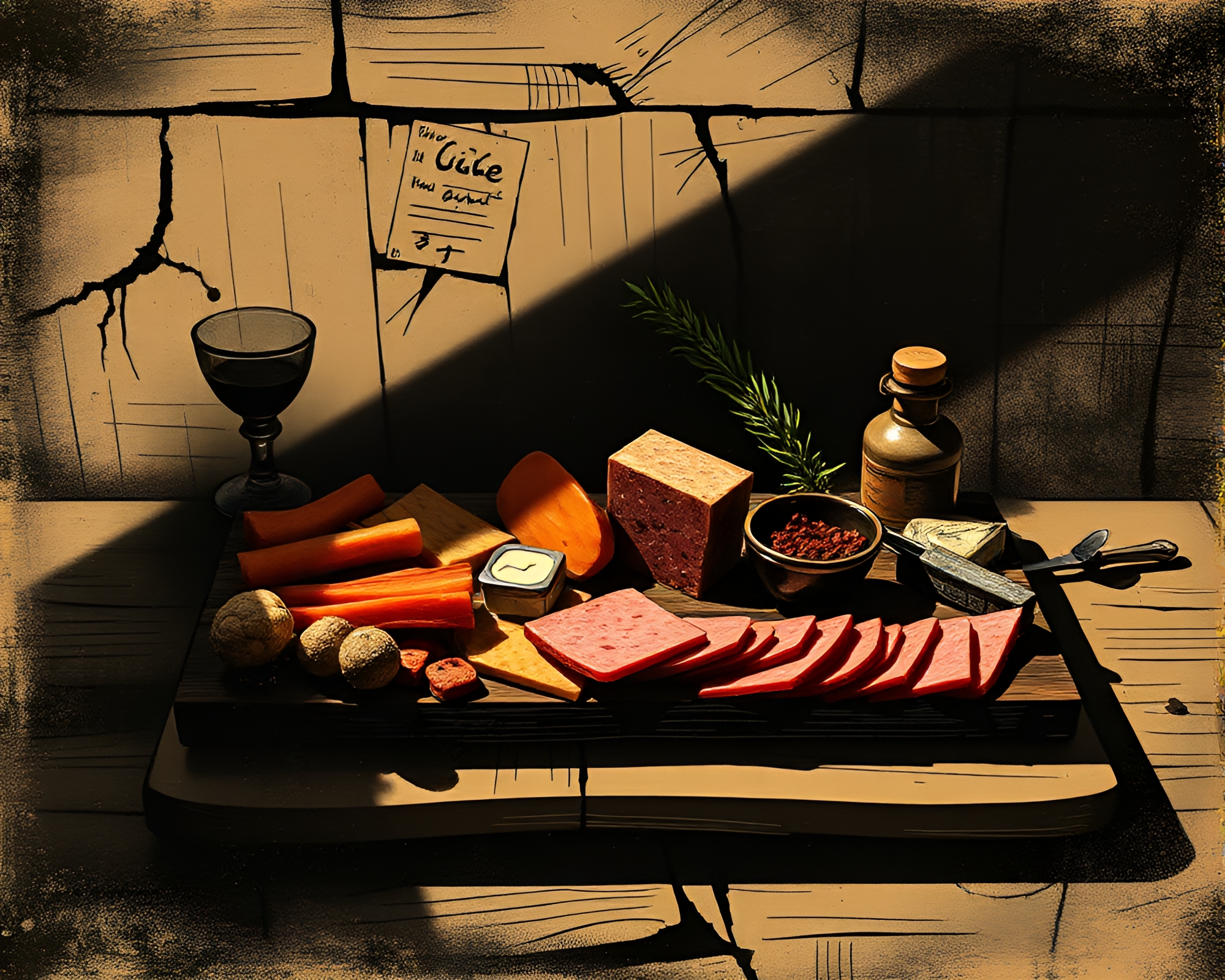 Manga Charcuterie Board: Dust and Shadows – free AI stock image