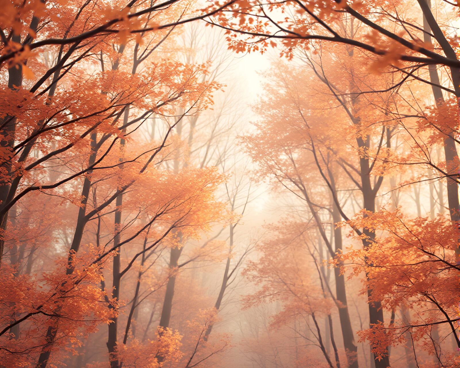 Enchanting off-white bubble clusters among autumn trees
