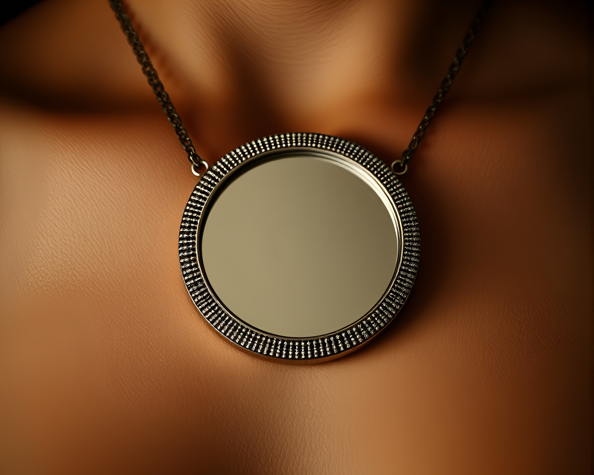 Symmetrical Necklace Reflection in Rim Lighting – free AI stock image