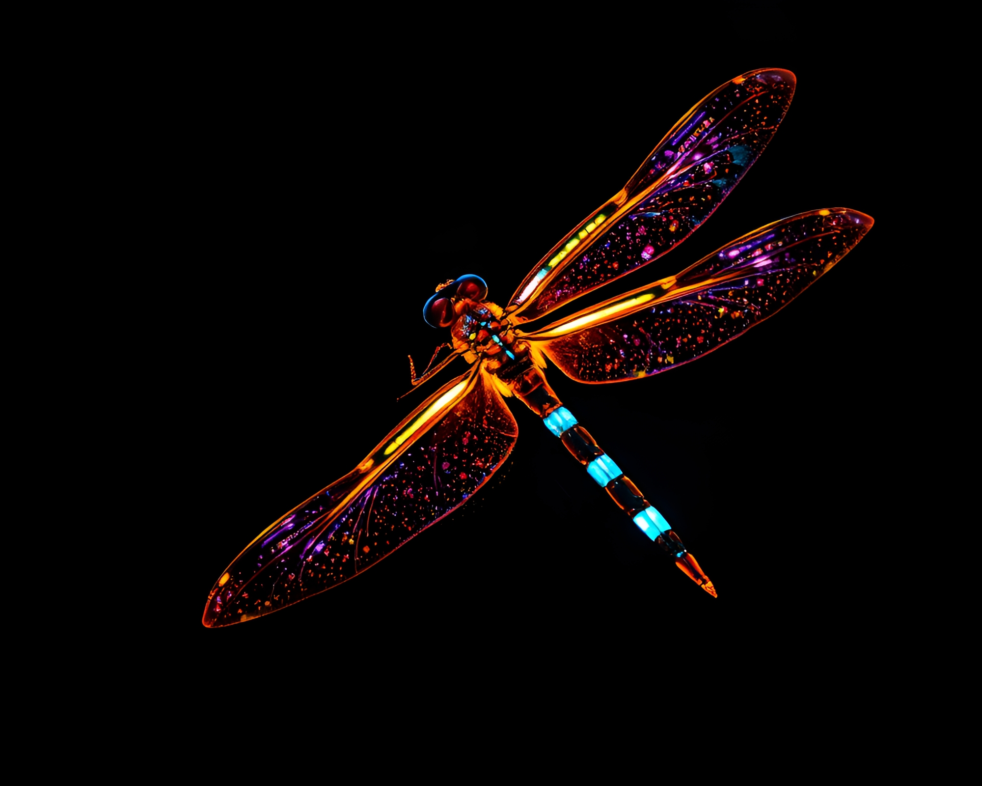 Enchanted Dragonfly Glowing in Mix Media Art – free AI stock image