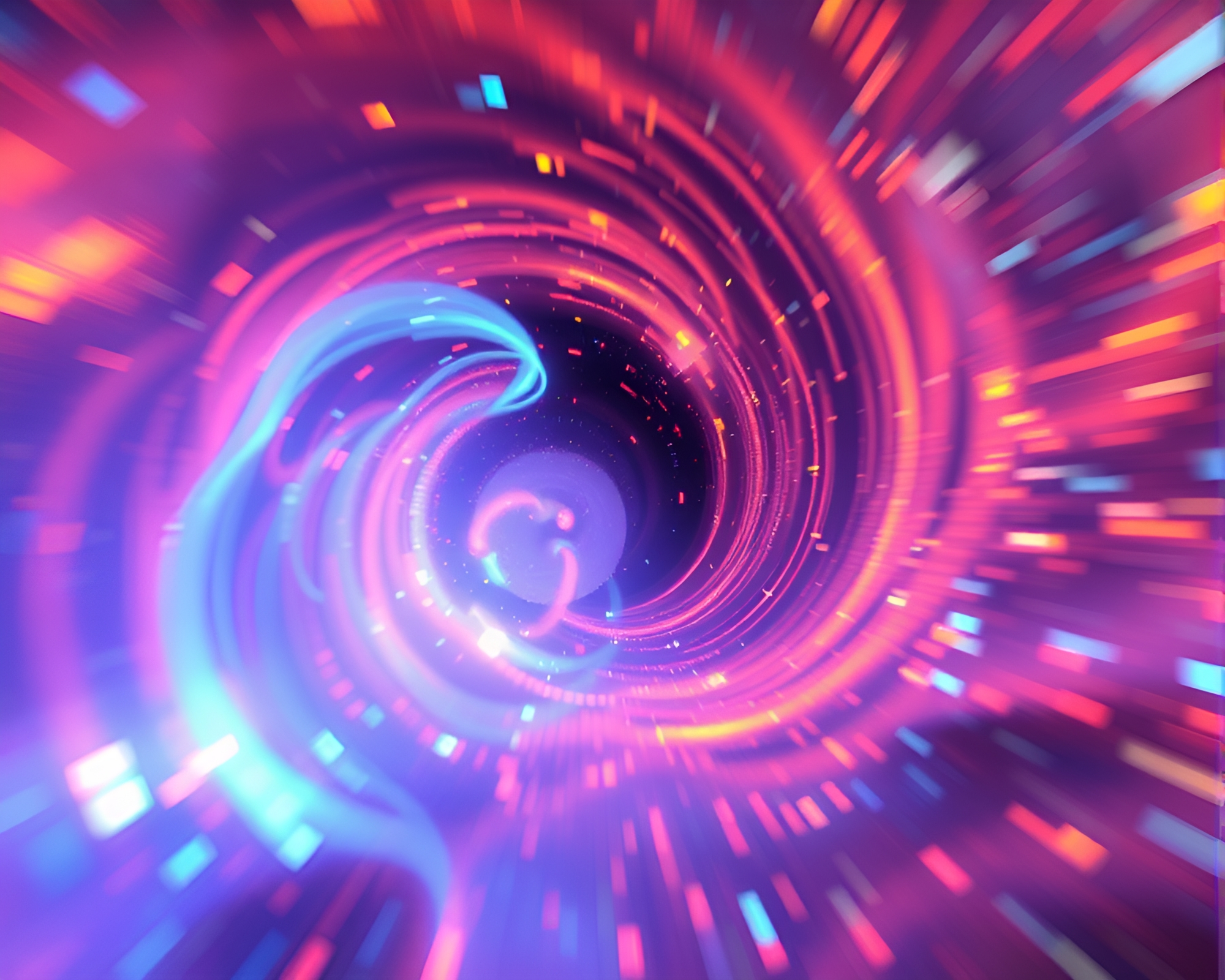 Surreal Voxel Art Dreamscape with Lens Distortion Swirl – free AI stock image