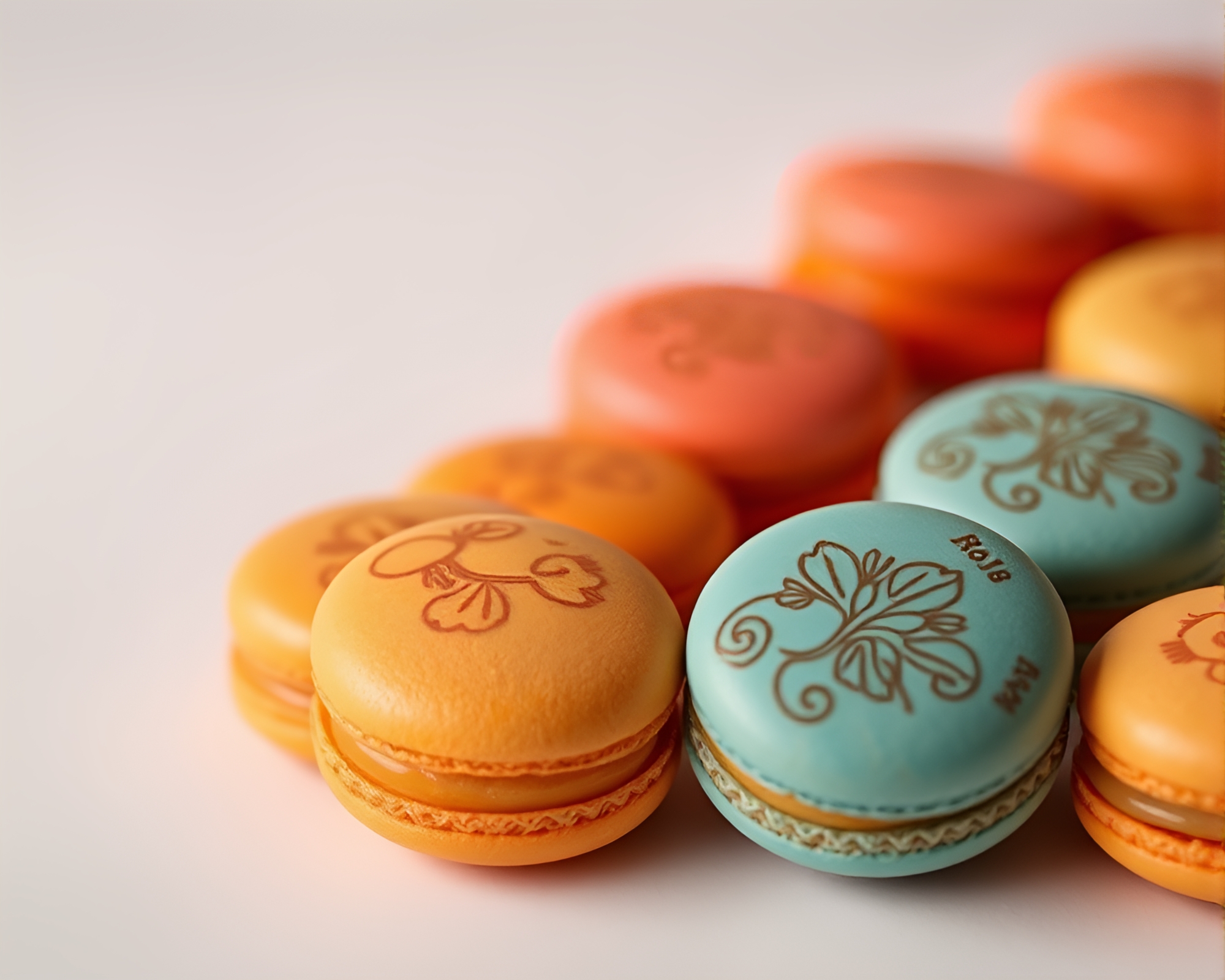 Sunset Macaron Assortment Engraved Tenebrism – free AI stock image
