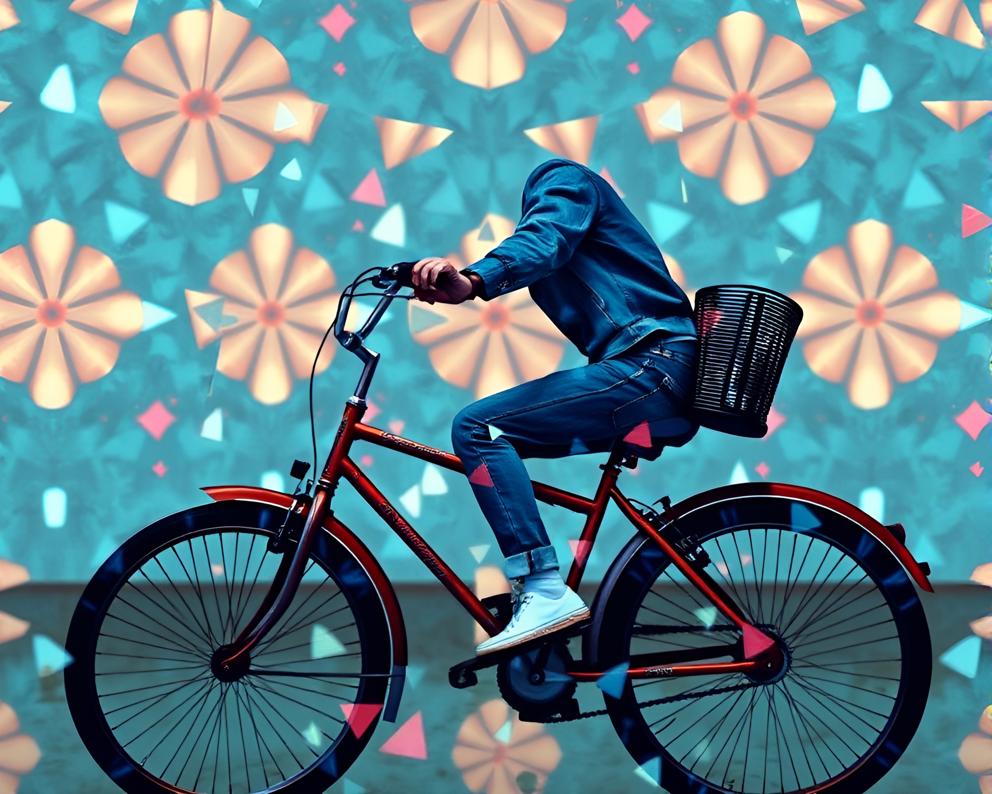 Ethereal Bicycle Kaleidoscope Composition – free AI stock image