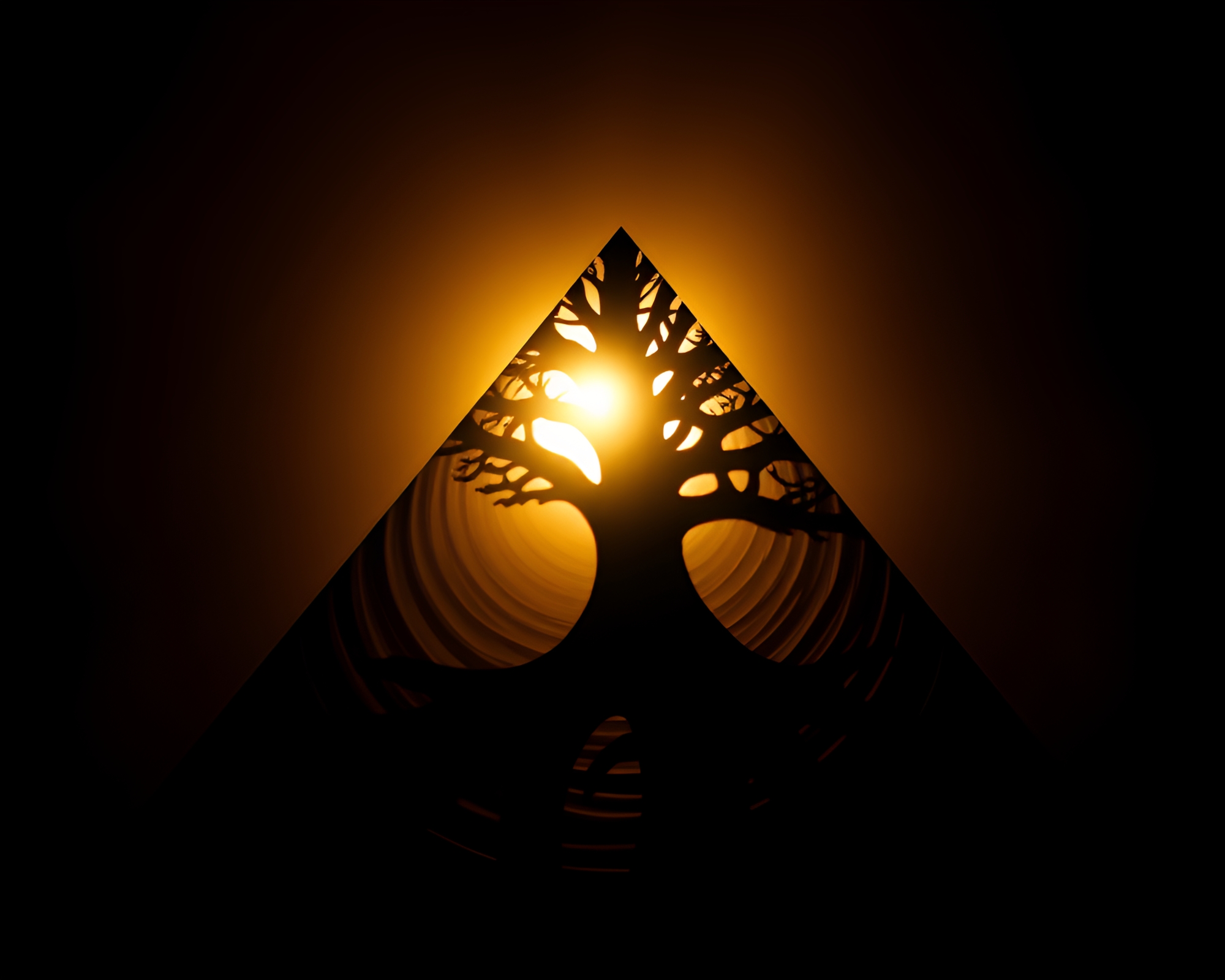 Ancient Pyramid Tree Ring Silhouette in 3D Scan – free AI stock image