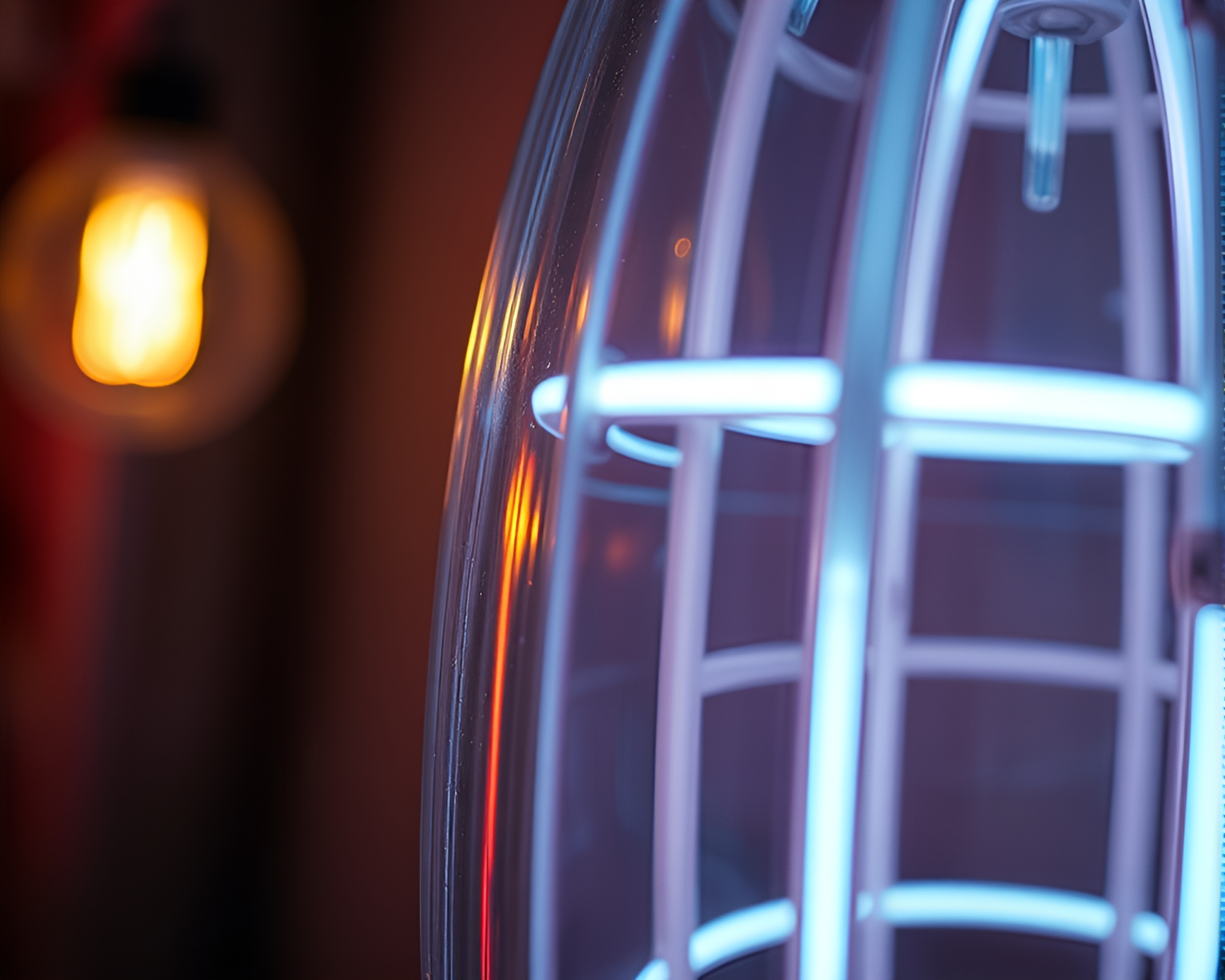 Electric Neon Lamp Glows in Macro Detail – free AI stock image