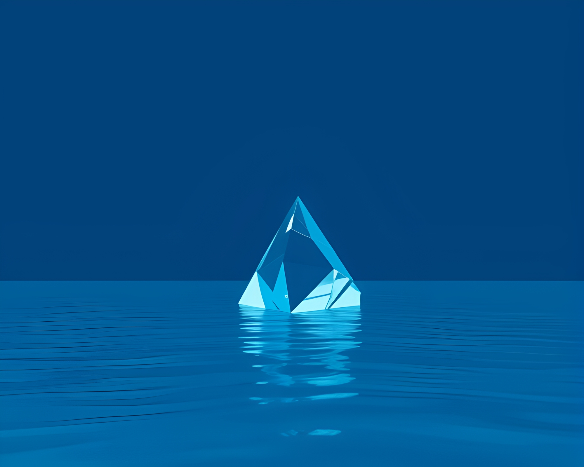 Prism Refraction in Minimalist Ocean-Blue Dimensional Rift – free AI stock image