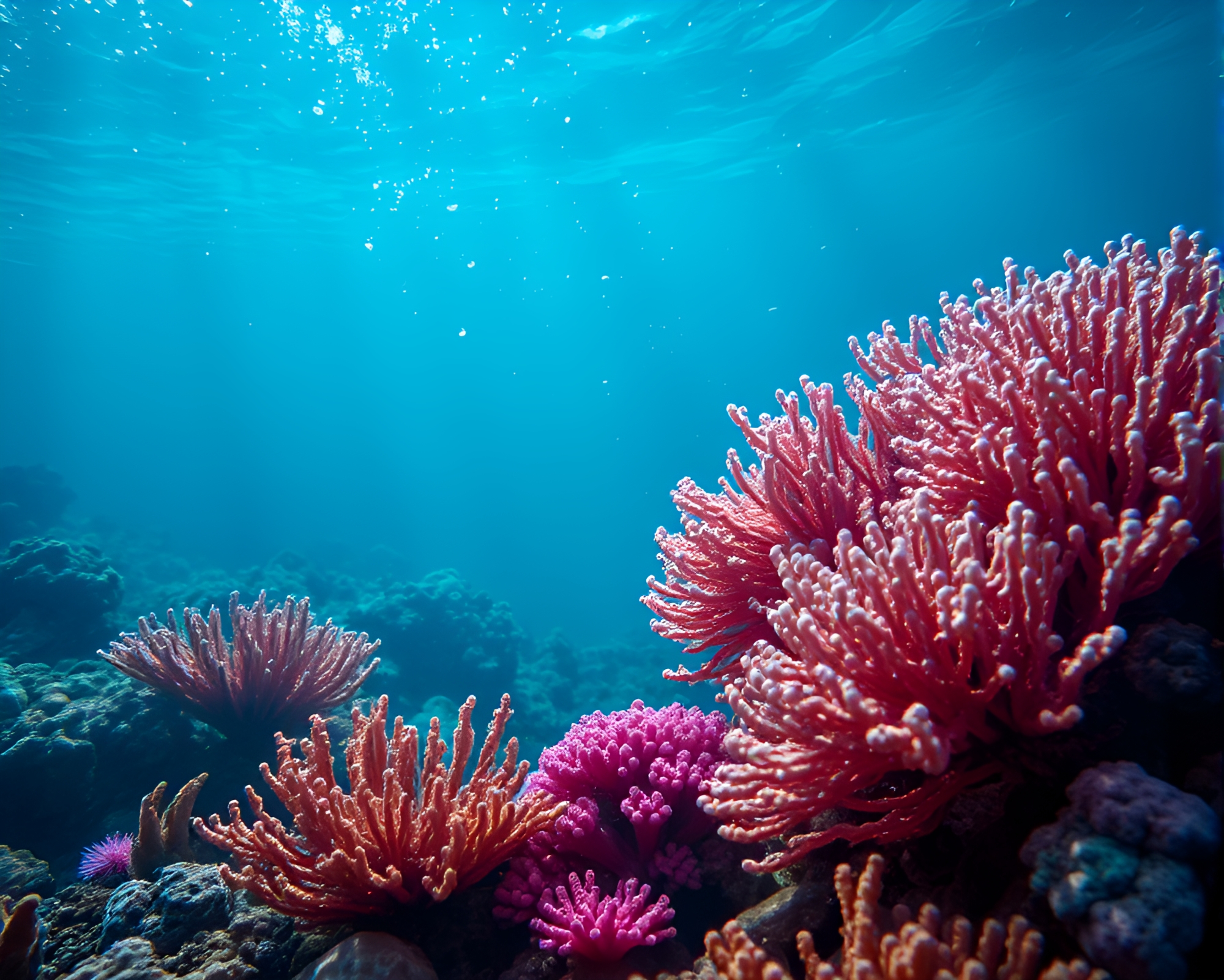 Vibrant Coral Reef Underwater Digital Art Composition – free AI stock image