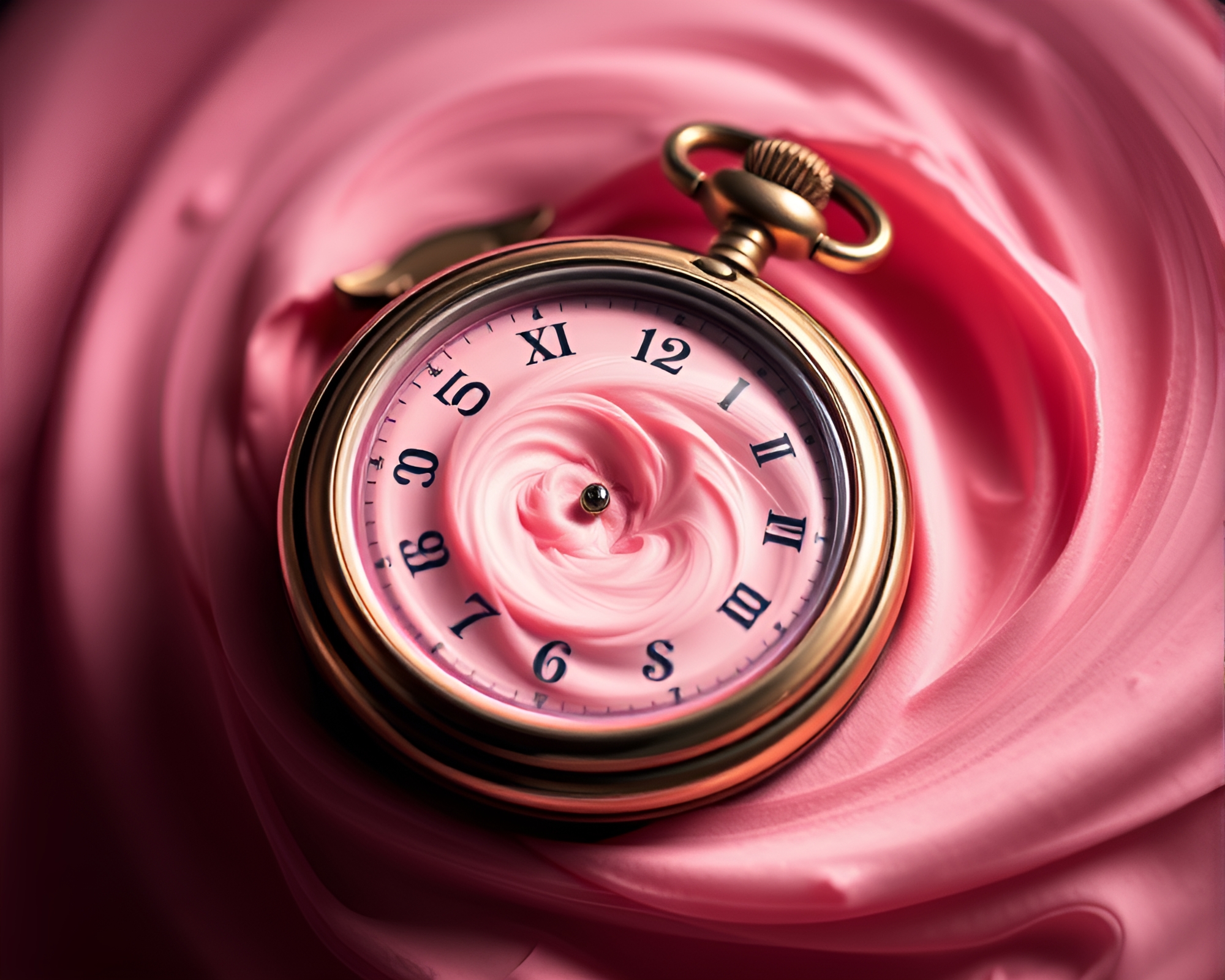 Swirling Pocket Watch Vortex in Blush Pink Contouring – free AI stock image