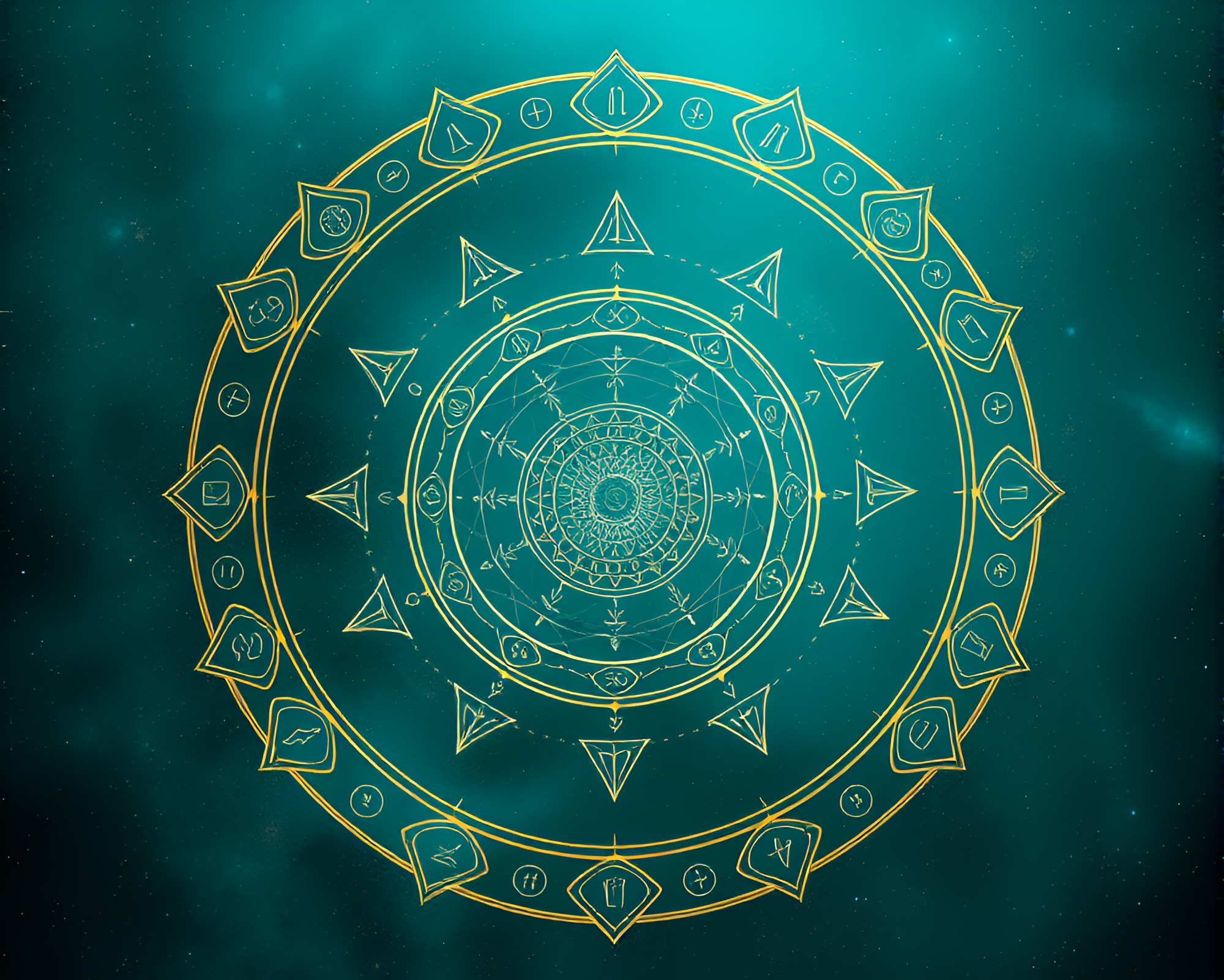 Fibonacci Spiral Alchemy in Turquoise Futurism – free AI stock image