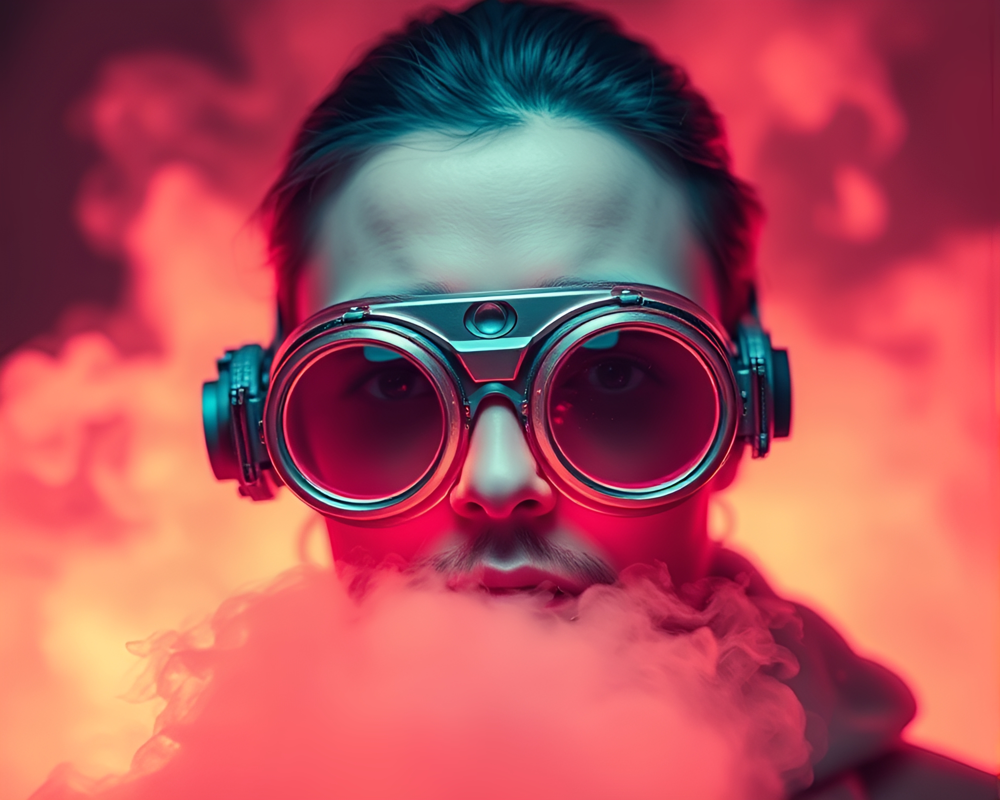 Steampunk Goggles in Peachy Vapor Glow – free AI stock image