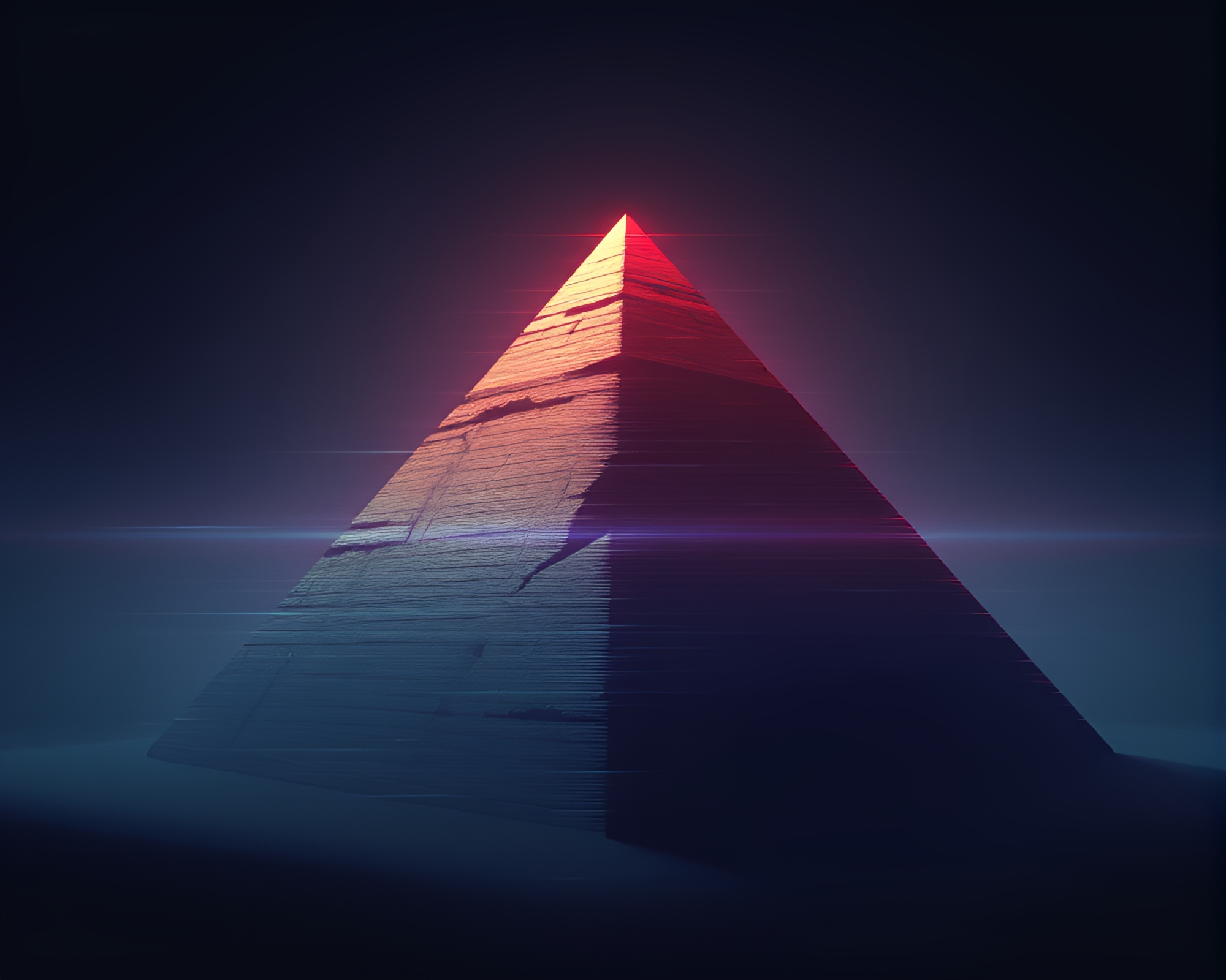Glitchy Pyramid in Muted Toon Shadows – free AI stock image