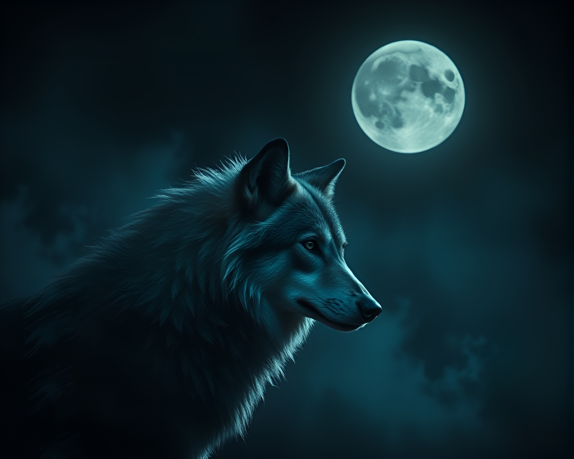 Moonlit Wolf Howling Amidst Chalkboard Smudges – free AI stock image
