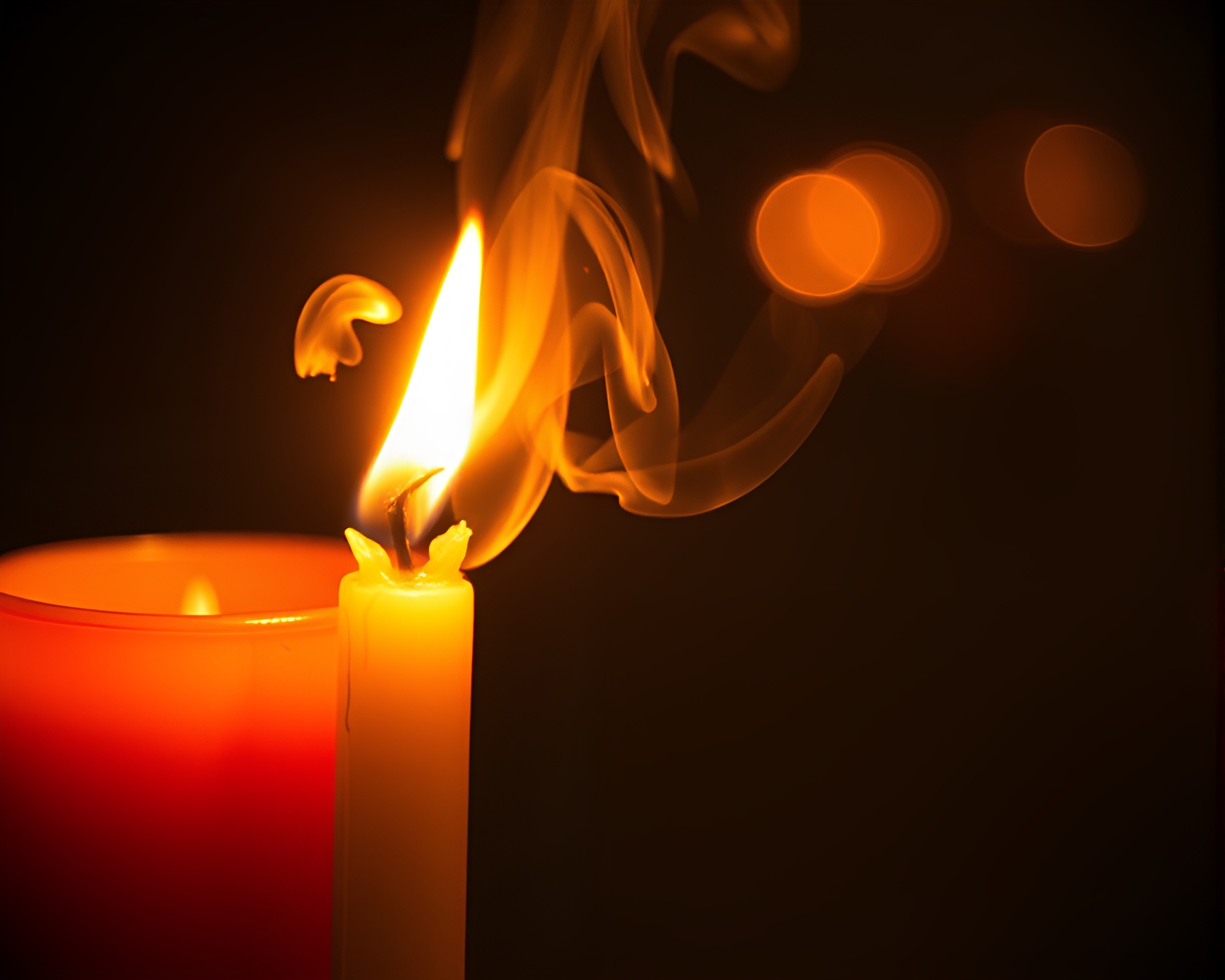 Tranquil Oasis with Dancing Candle Smoke – free AI stock image