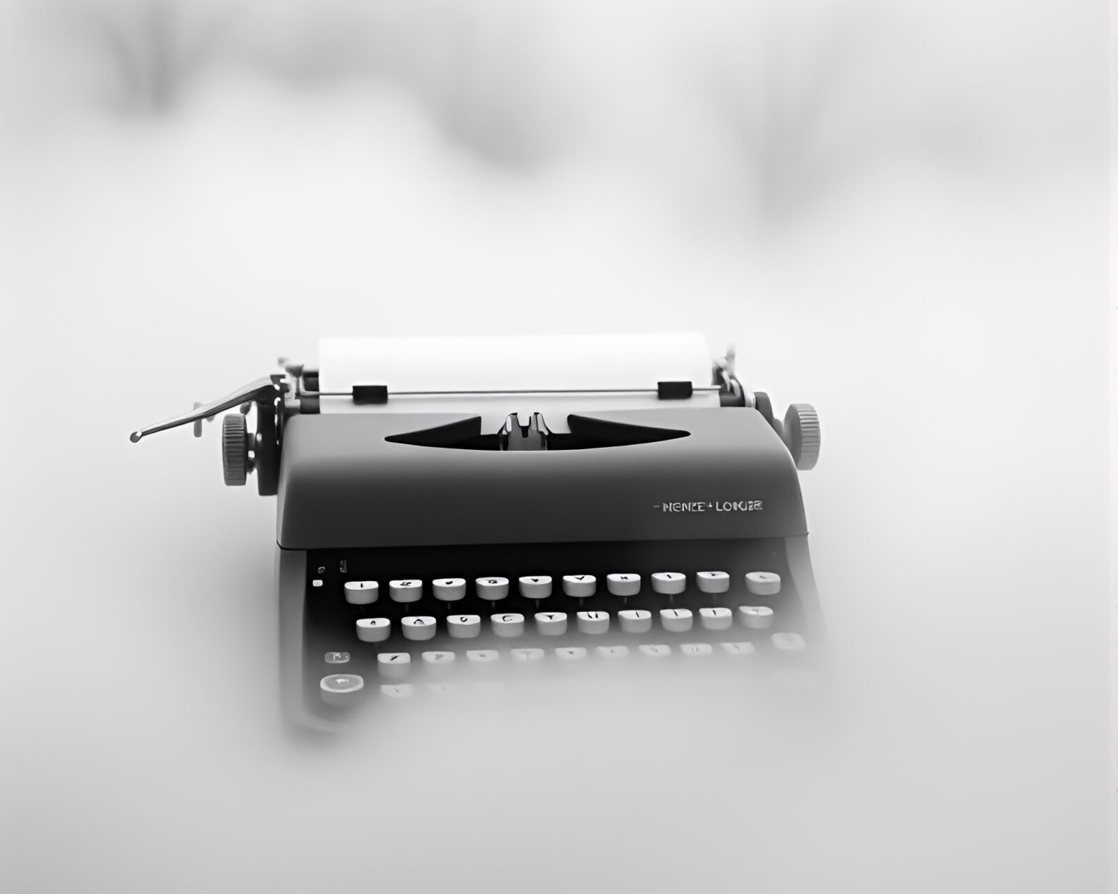 Vintage typewriter shrouded in trompe-l'oeil fog