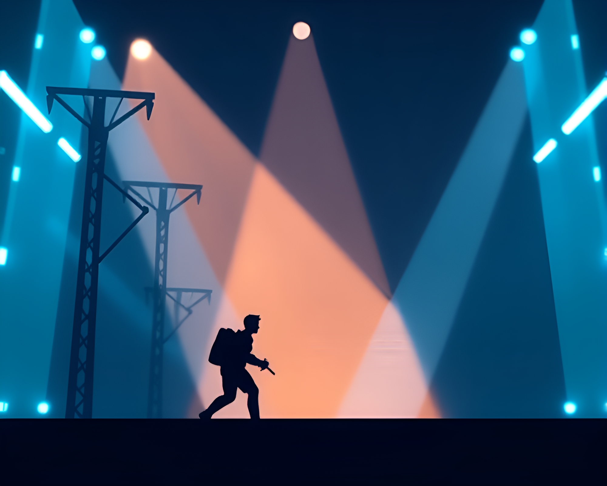 Futuristic Jetpack Silhouette in Depth Layering Illustration – free AI stock image