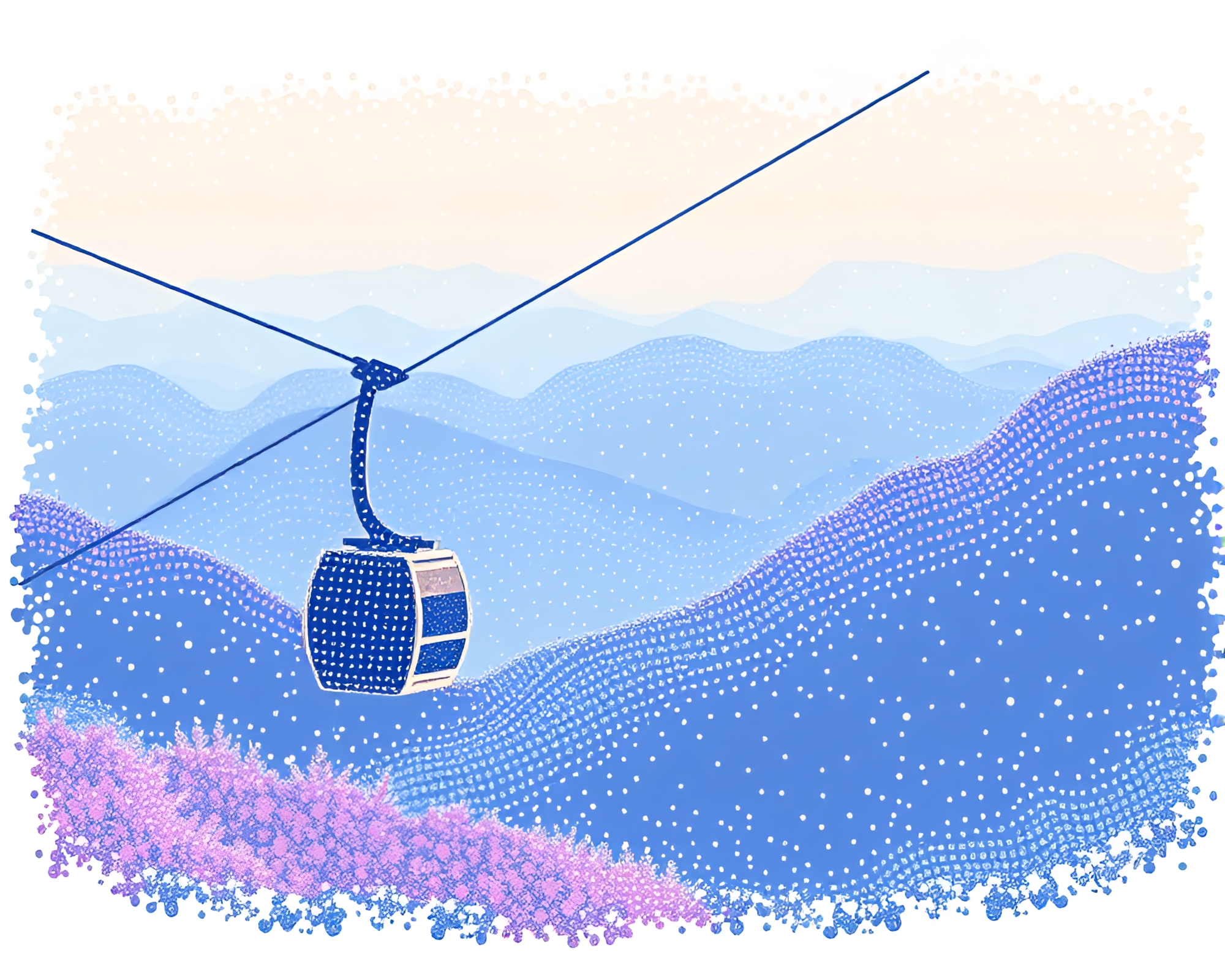 Pastel Gondola Lift Stencil Art – free AI stock image