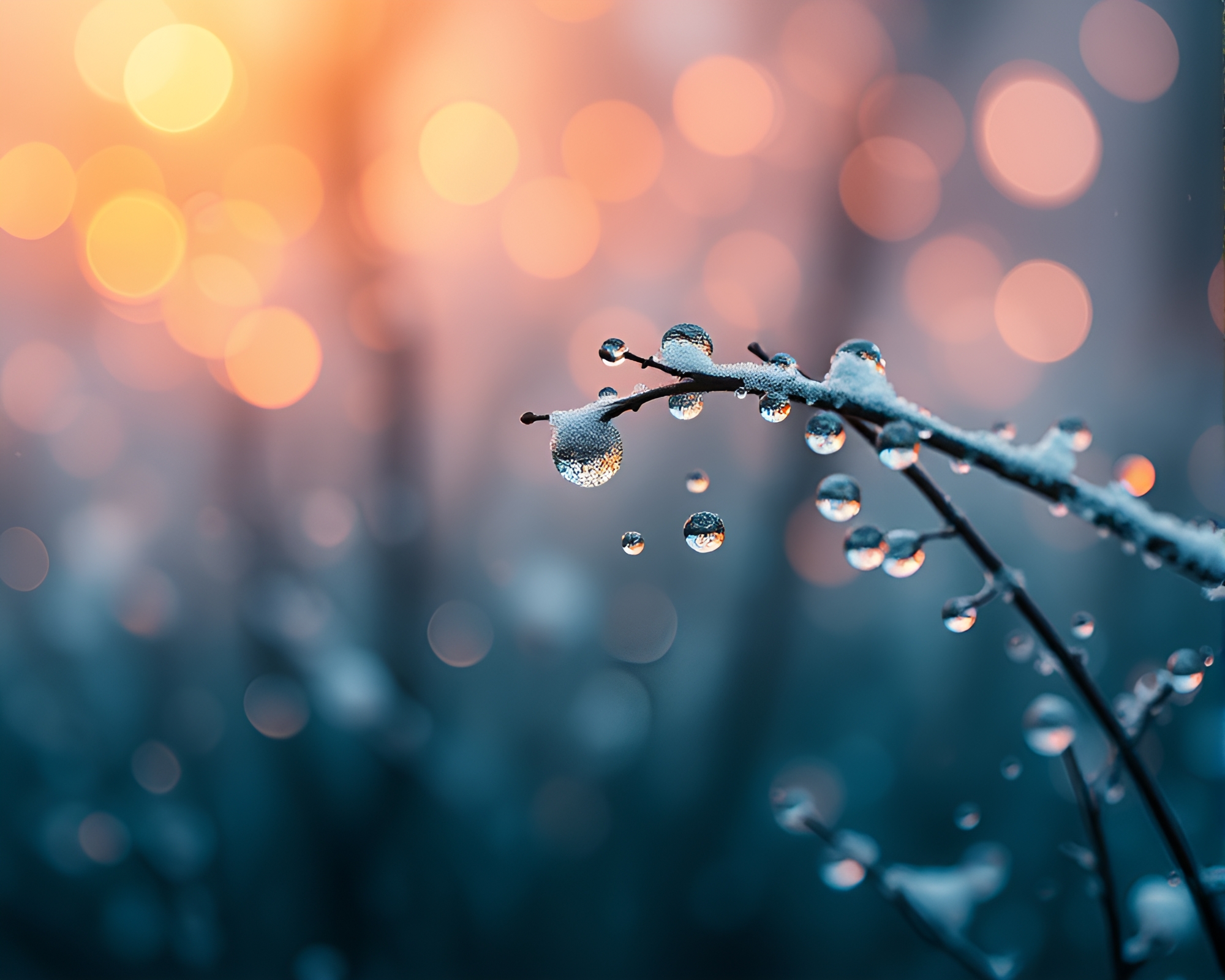 Winter Dew Drops in Copper Tones – free AI stock image