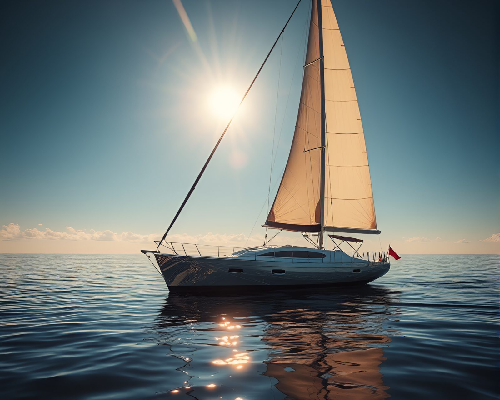 Abstract depiction of a solar sailboat with holographic effects