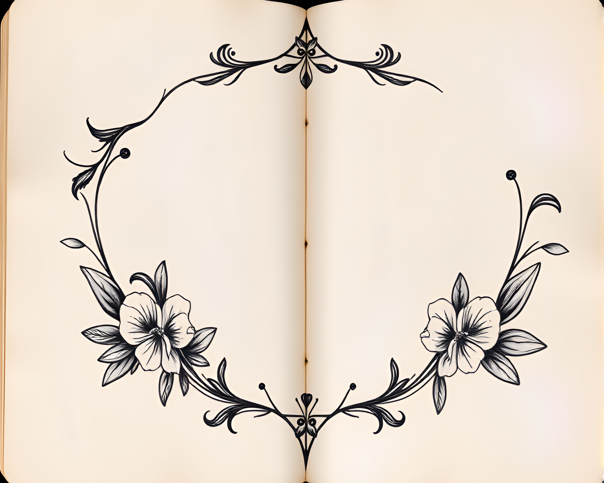 Iridescent Dreamland Tattoo Flash Art Composition – free AI stock image
