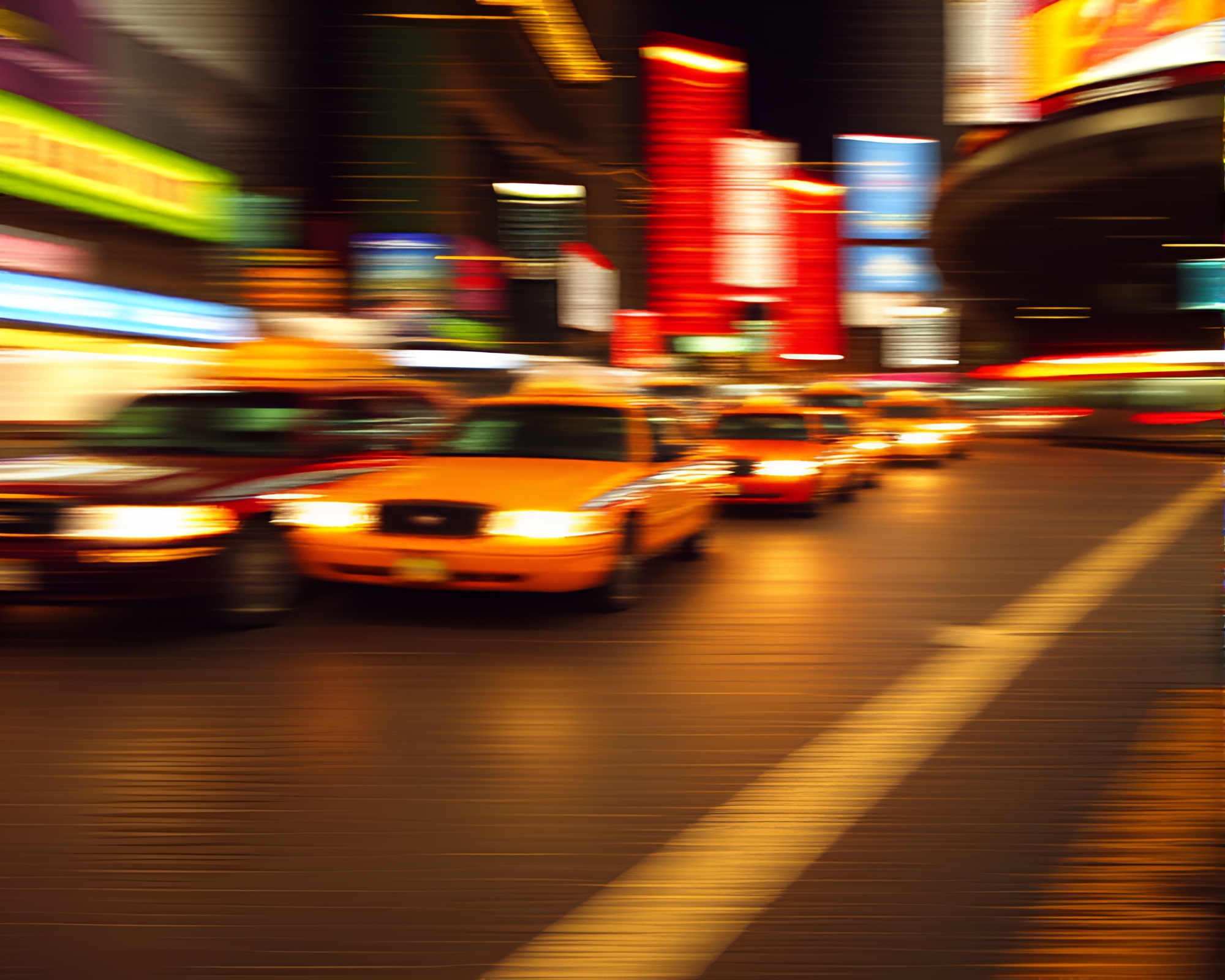 Abstract Taxi Rush Through Electric Circuit VHS Blur – free AI stock image