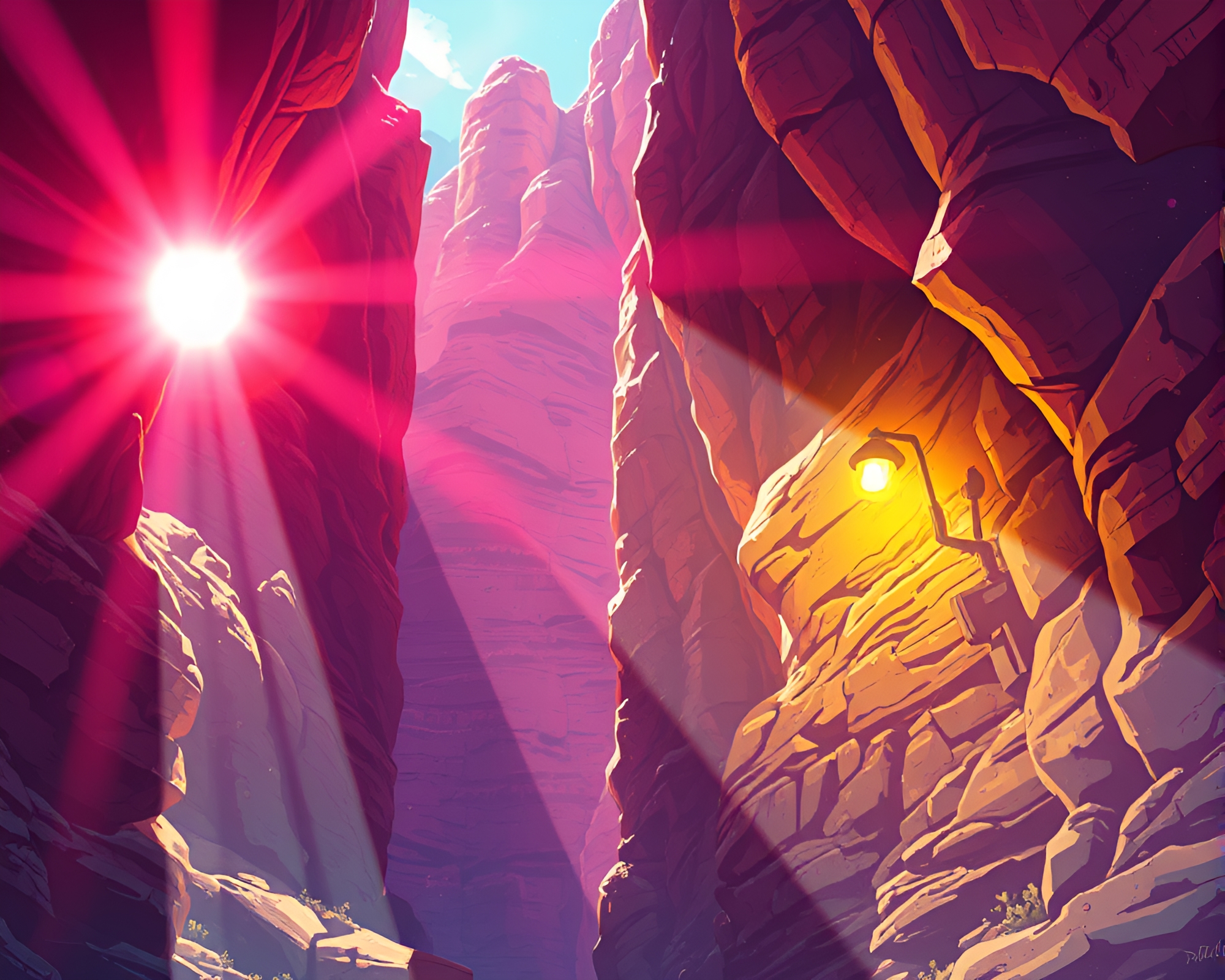 Steampunk Canyon Chromatic Aberration Illustration – free AI stock image