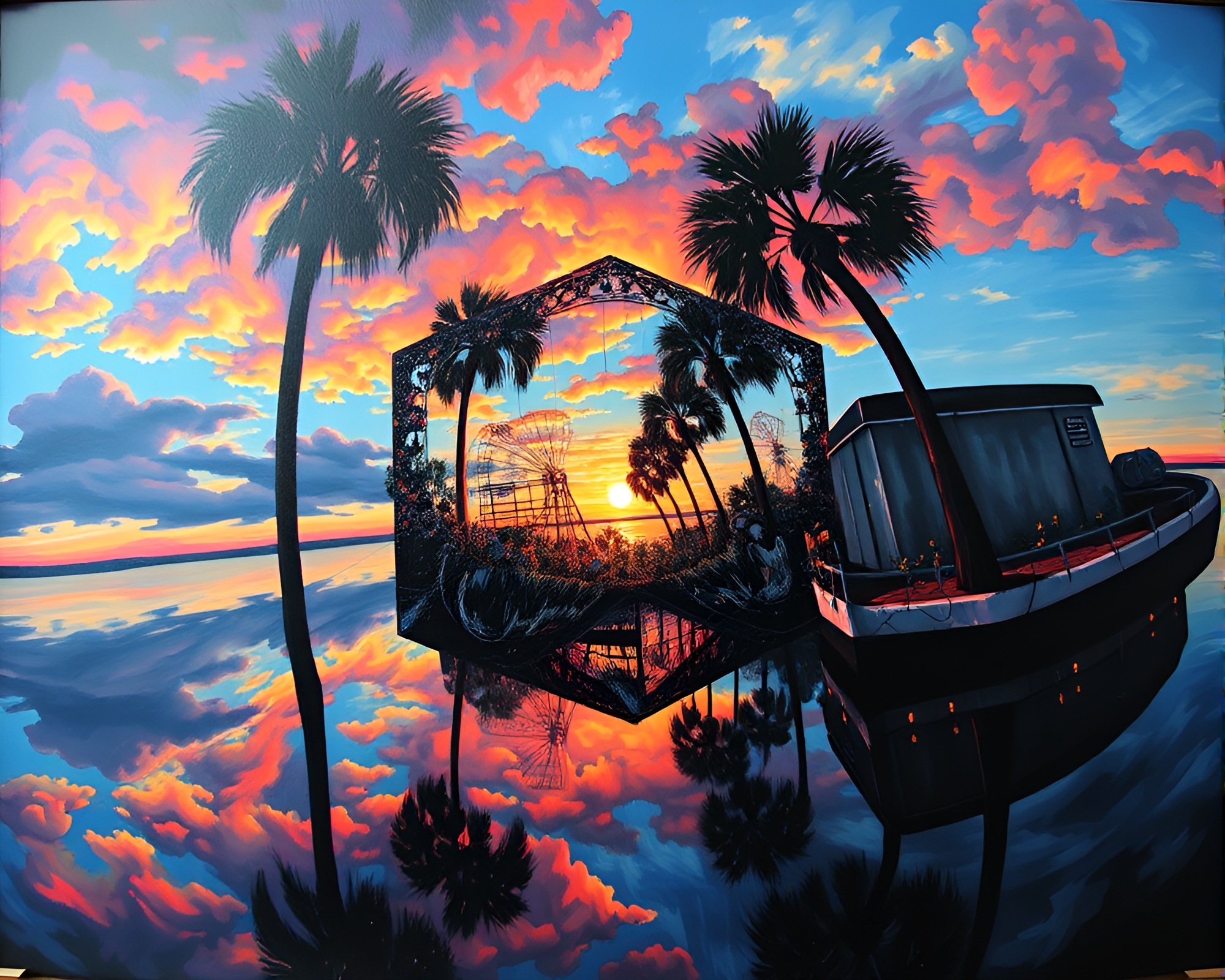 Prismatic Savannah: Acrylic Simplicity – free AI stock image