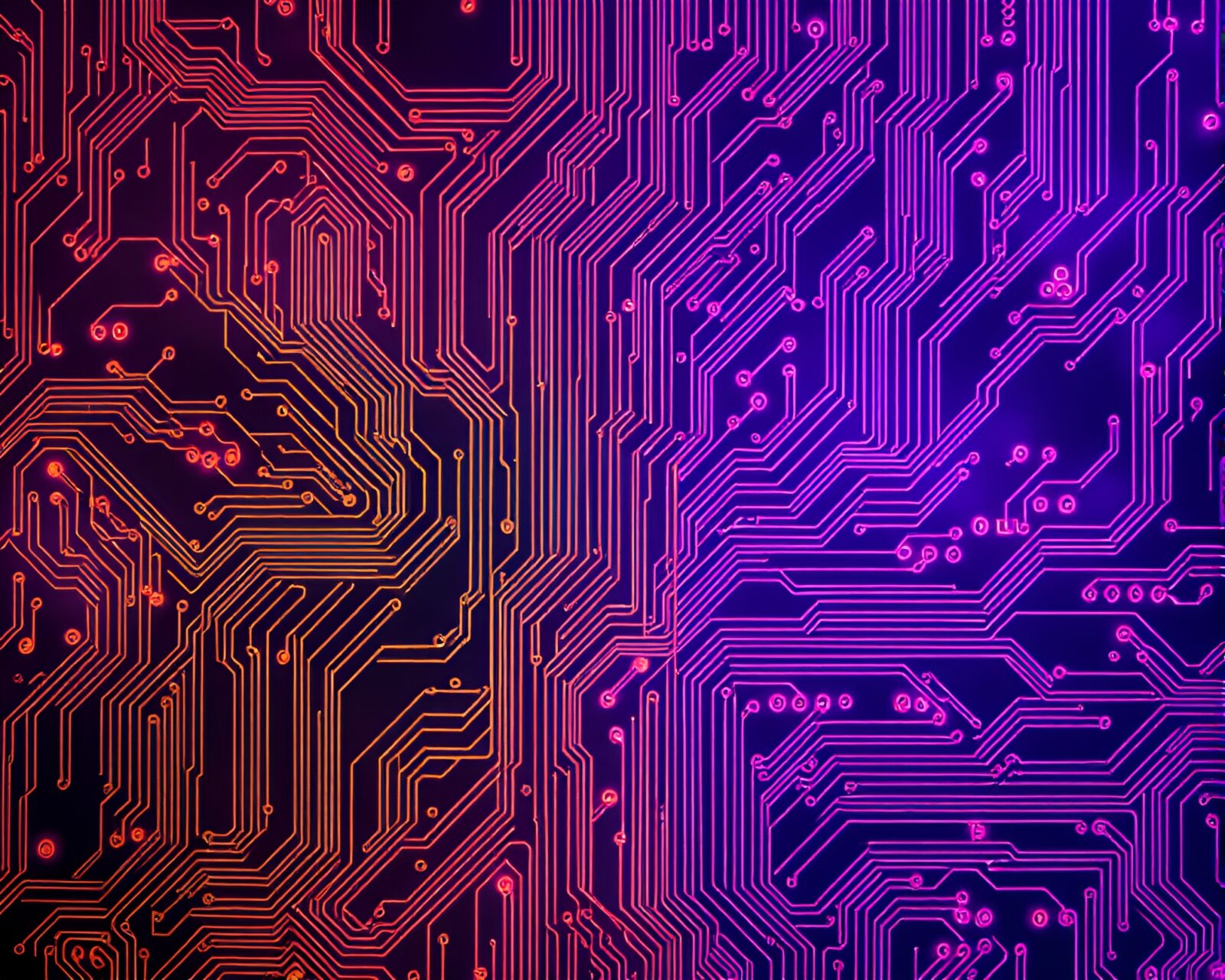 Colorful long exposure photo of circuit board pattern in smoke