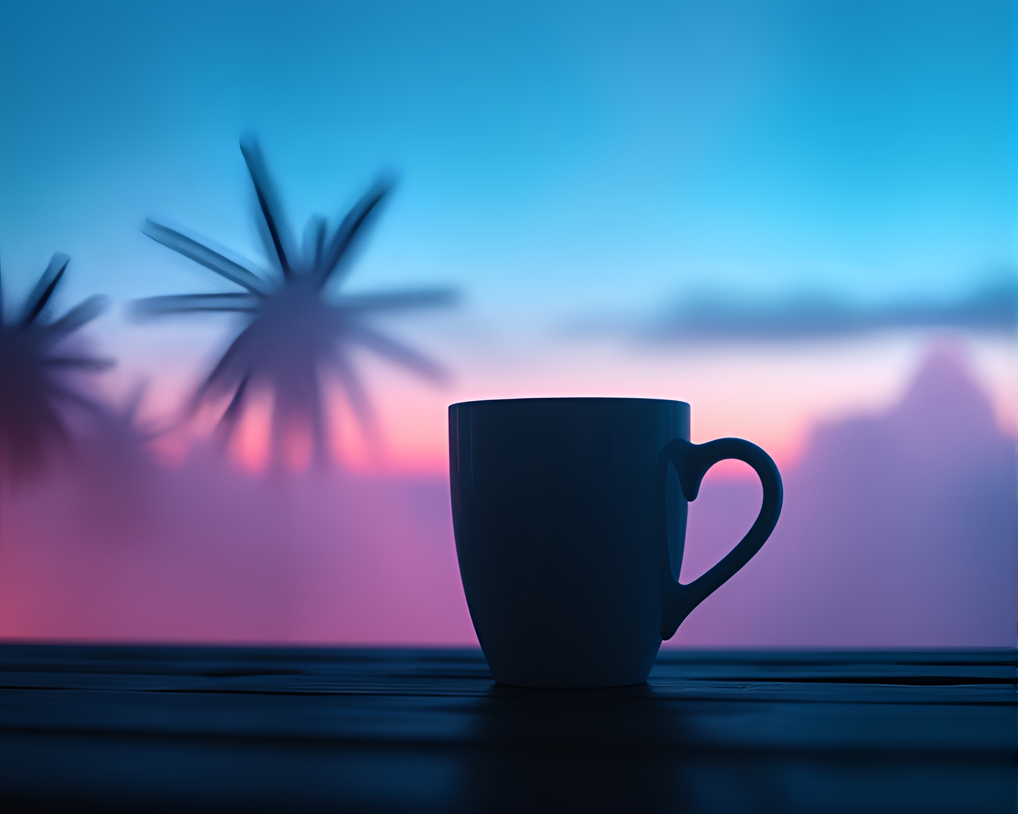 Vaporwave Coffee Cup in Twilight Haze – free AI stock image