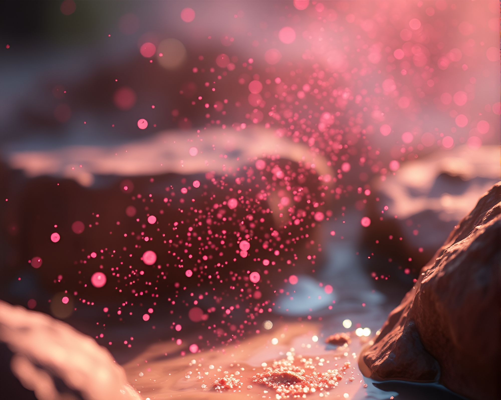 Vibrant Dust Particles in Hot Spring Oasis – free AI stock image