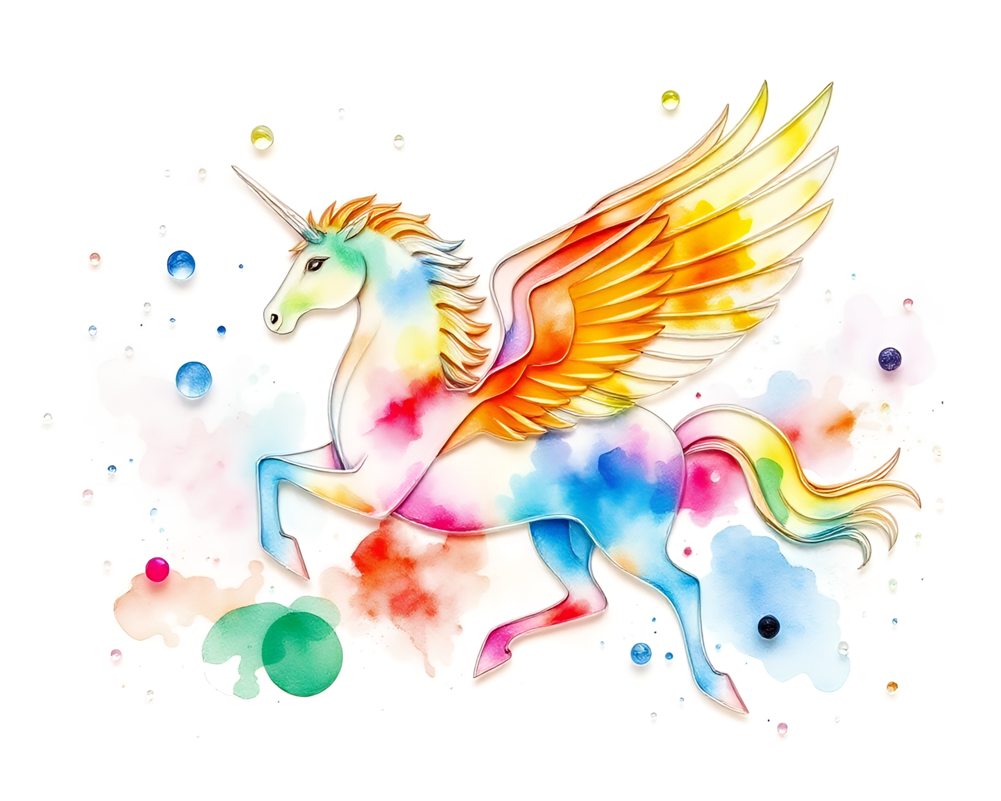 Pegasus in Geometric Watercolor Abstraction with Glass Beads – free AI stock image