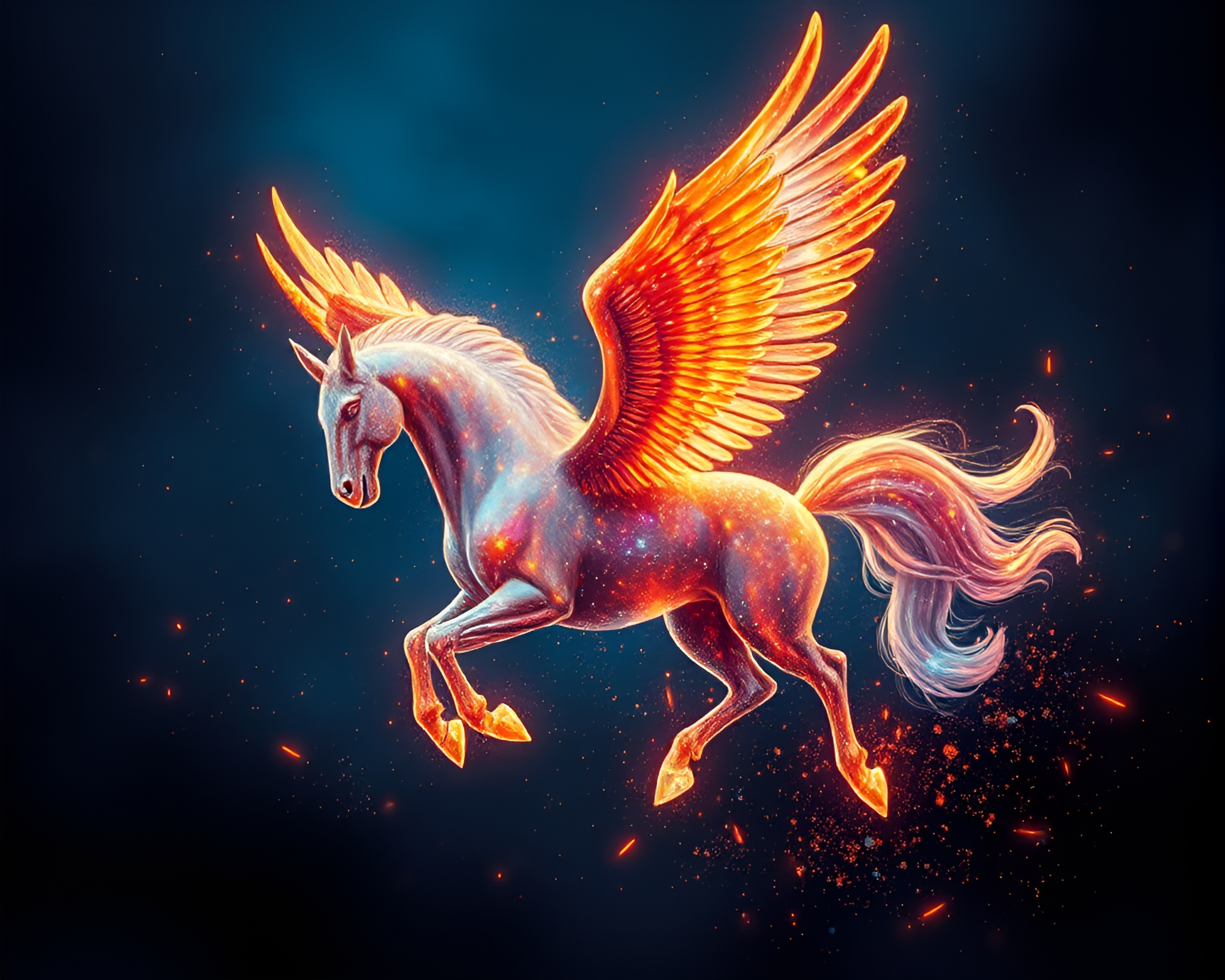 Acrylic Pegasus Sorcery Aura Glow – free AI stock image