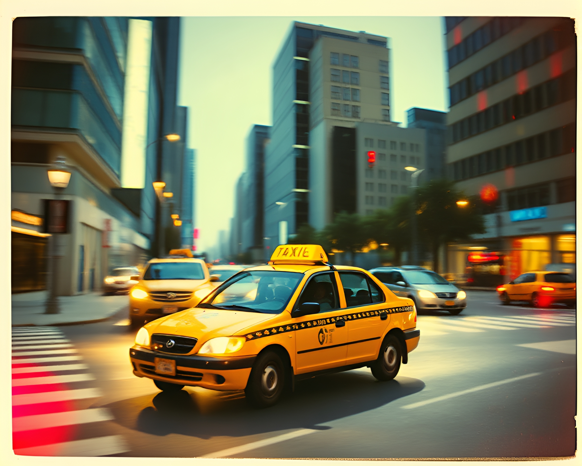 Ethereal Hover Taxi amidst Ink Splashes and Lens Flare Bursts – free AI stock image