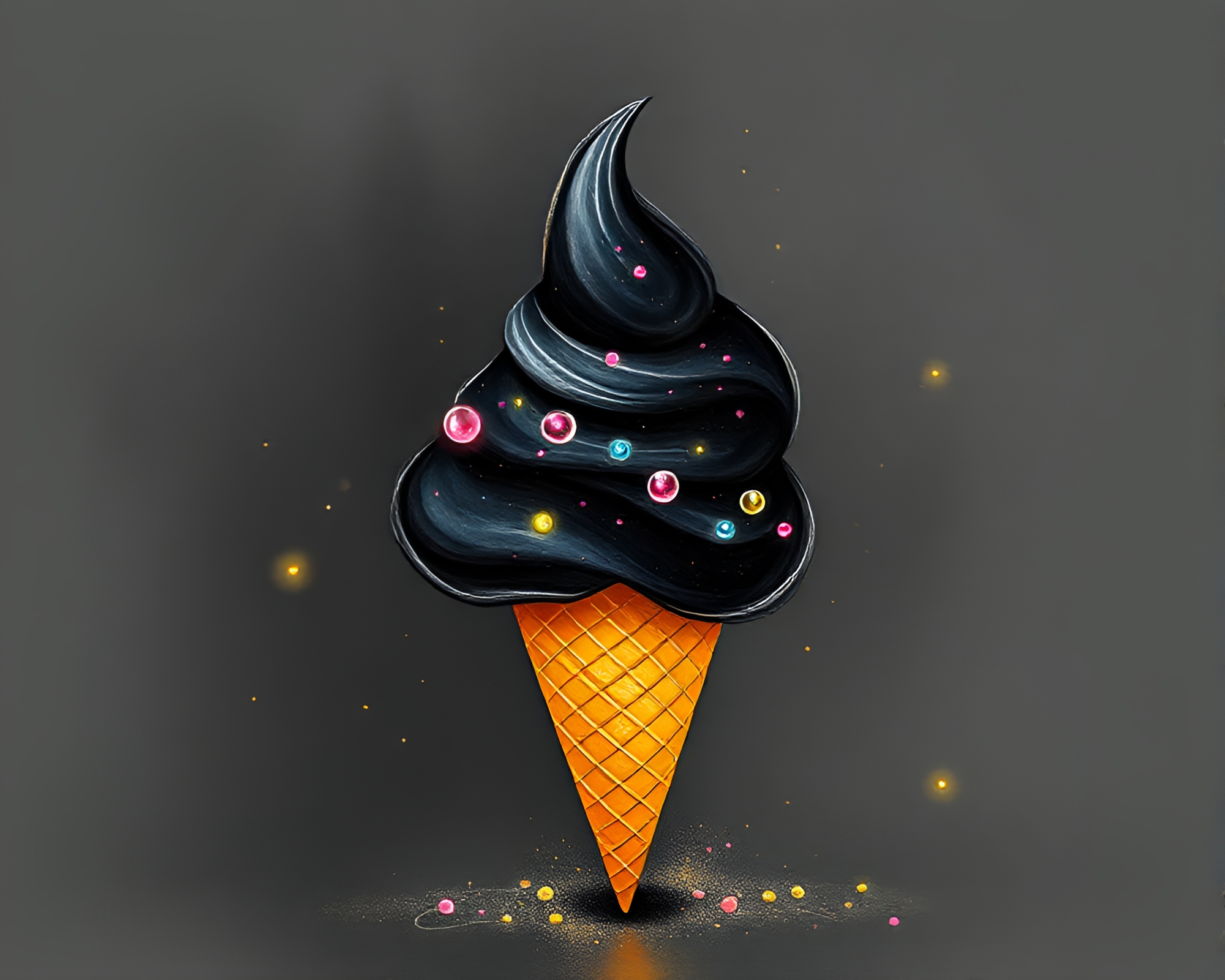 Fantastical Gelato Cone Fiber Optics Children’s Illustration – free AI stock image