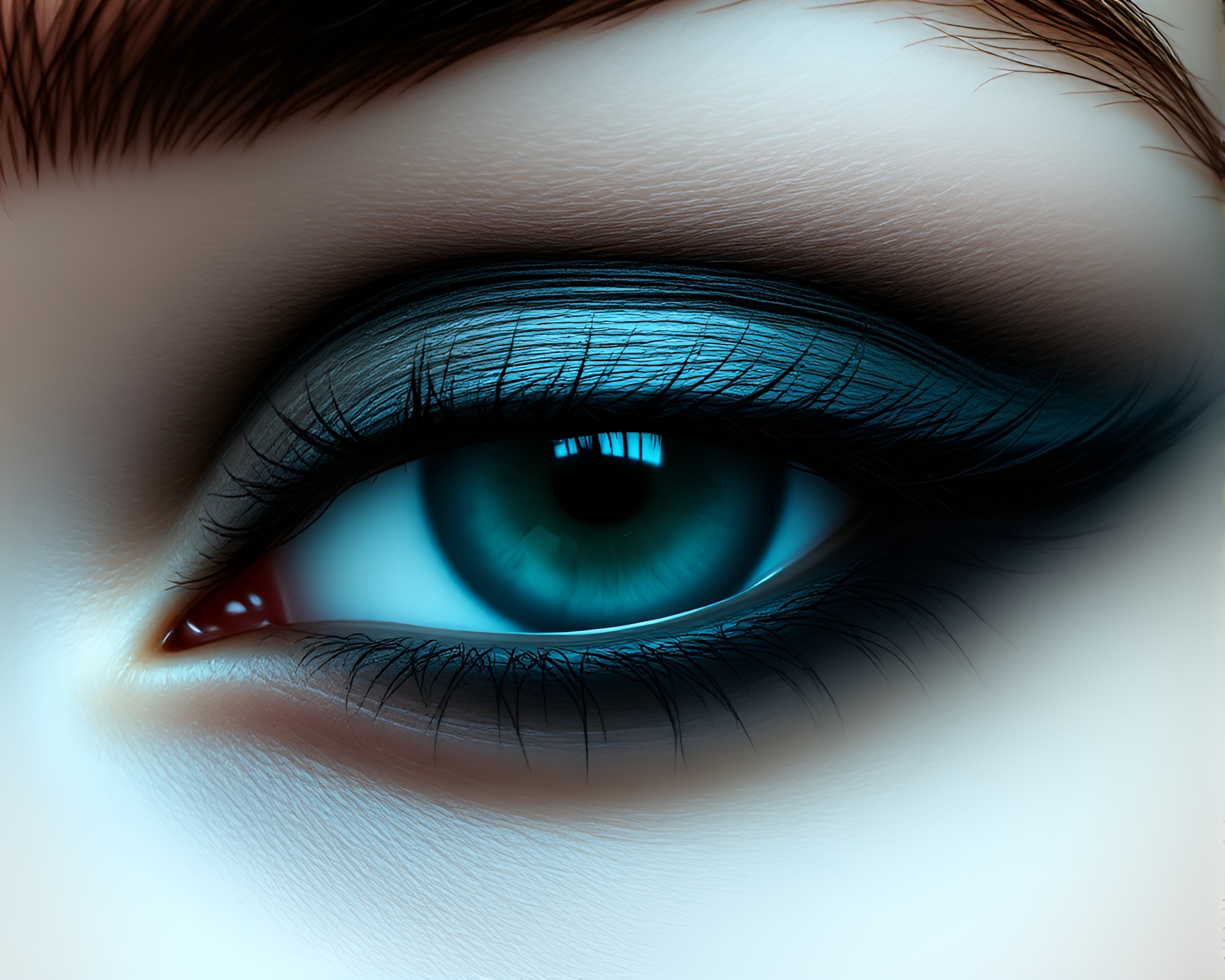 Futuristic Smart Contact Lens Glitch Art Illustration – free AI stock image