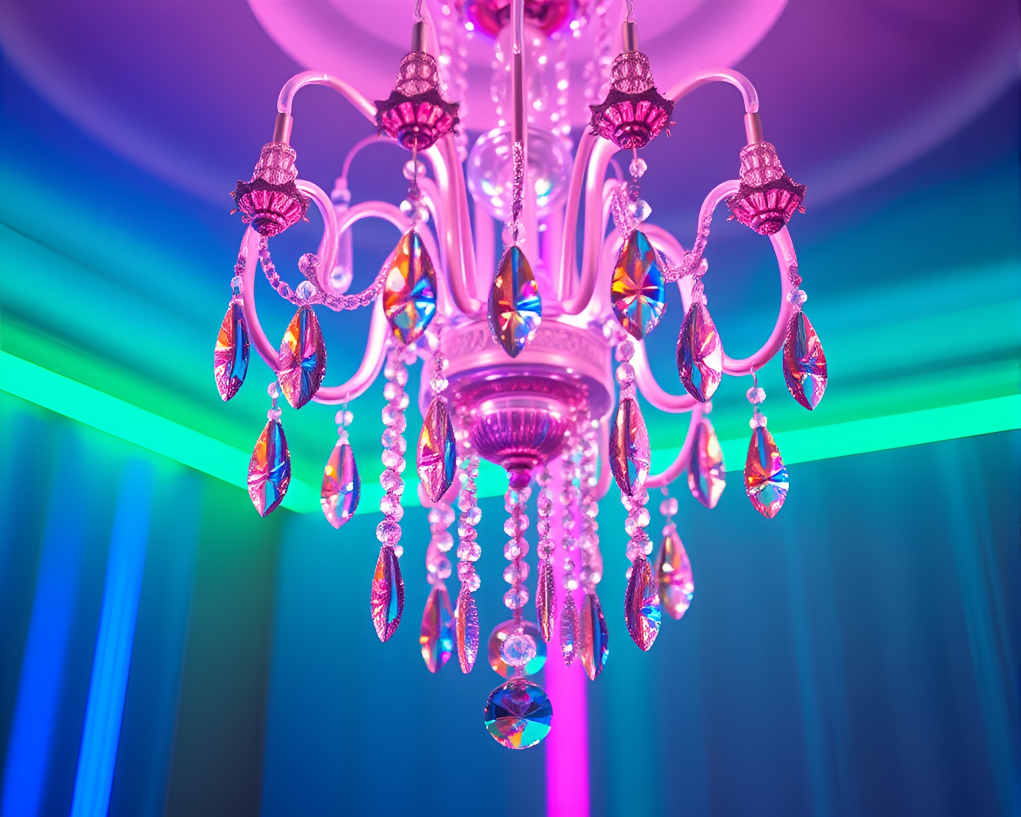 Ethereal Crystal Chandelier in Swirling Pastel Lights – free AI stock image