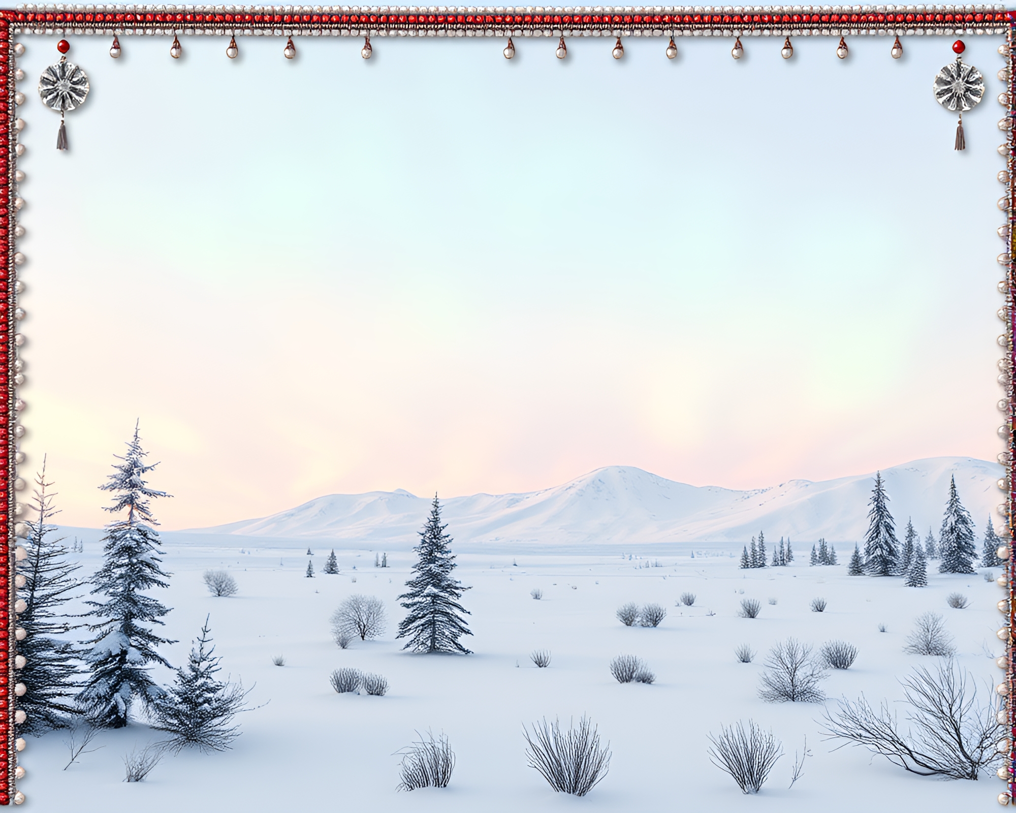 Soft Pastel Holographic Beadwork on Northern Tundra – free AI stock image