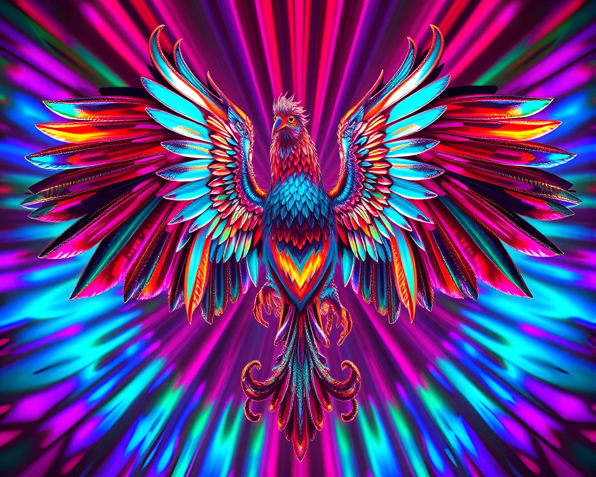 Gryphon in Stereoscopic Radial Iridescent Splendor – free AI stock image
