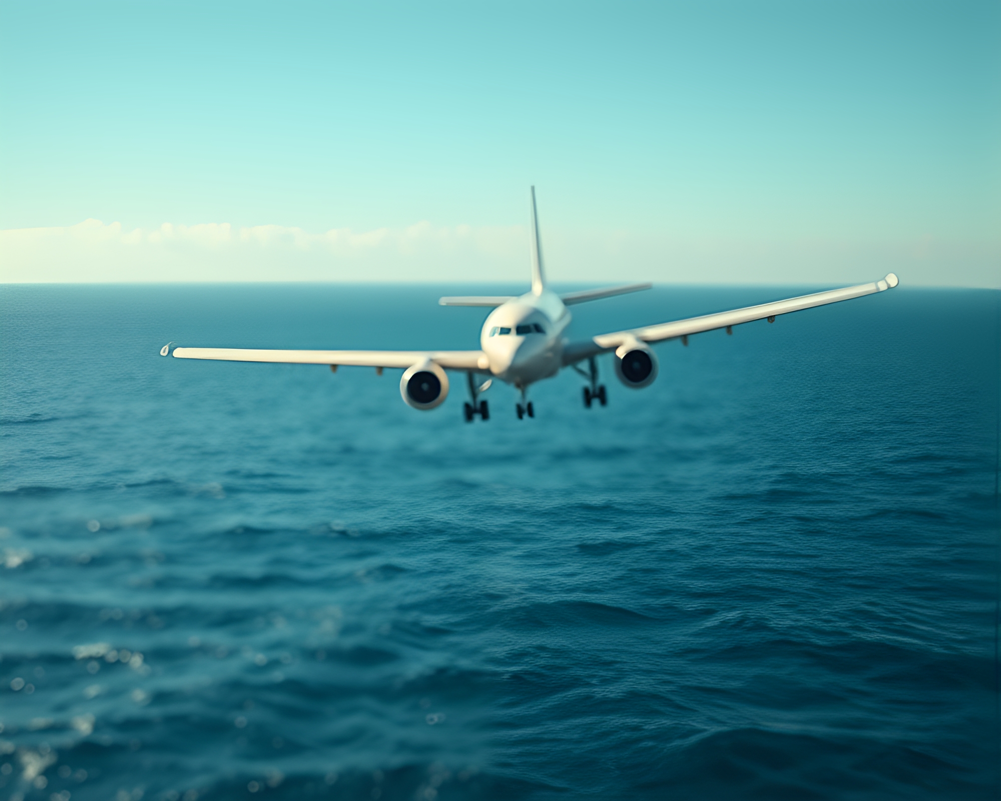 Sleek Op Art Airplane Soaring over Ocean Waves – free AI stock image