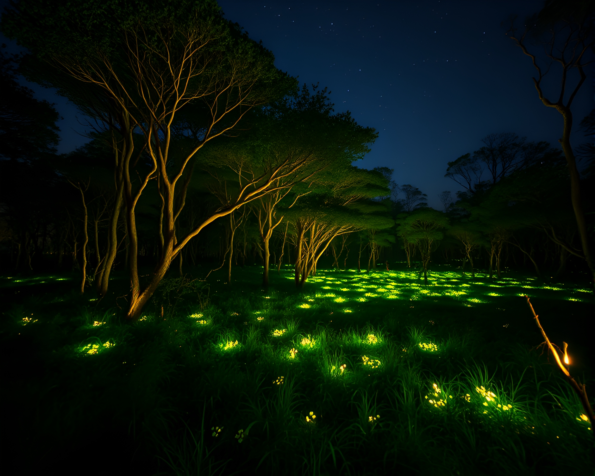 Enchanted Bioluminescent Savannah Forest – free AI stock image
