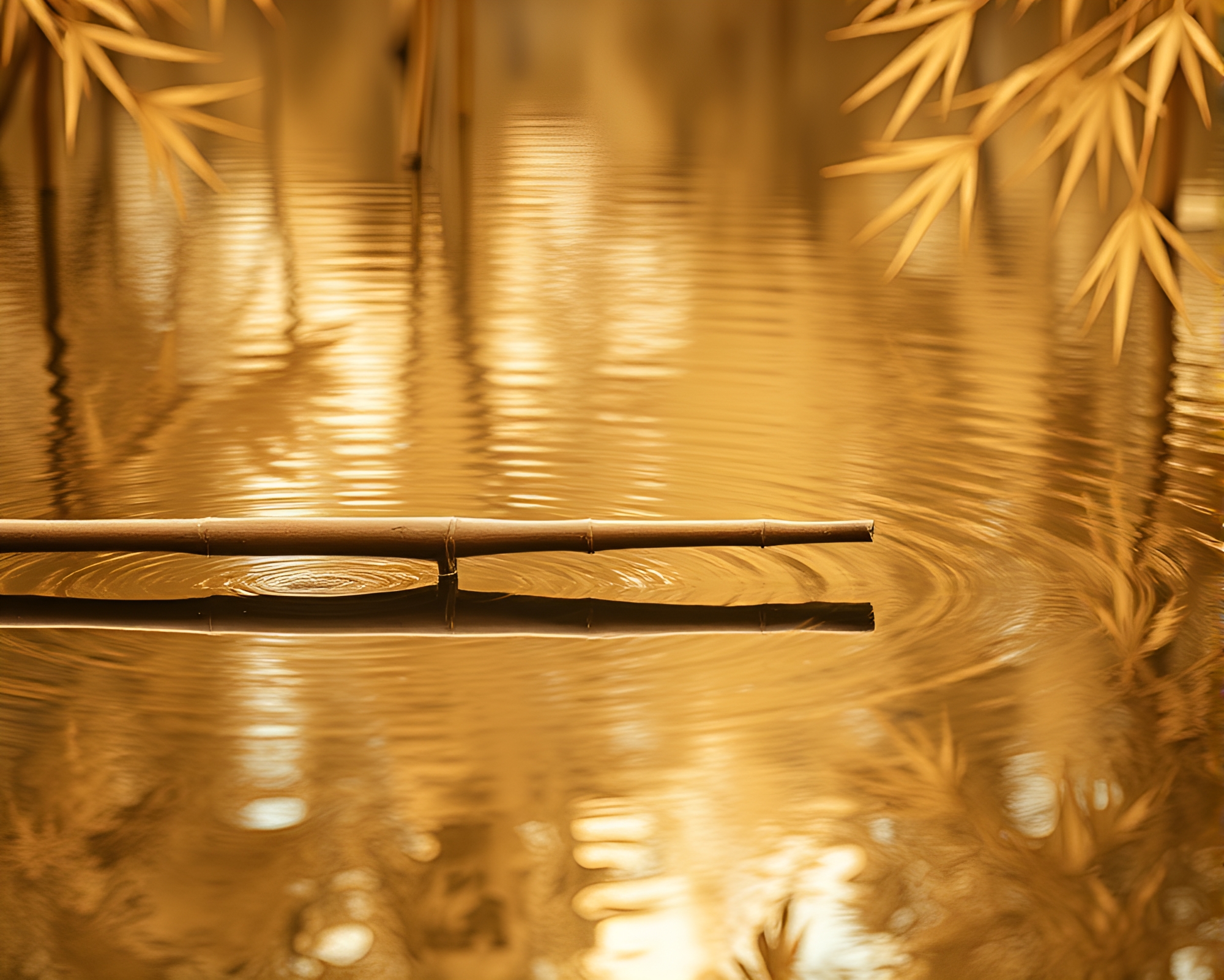Bamboo Flute Reflection in Infrared Waters – free AI stock image