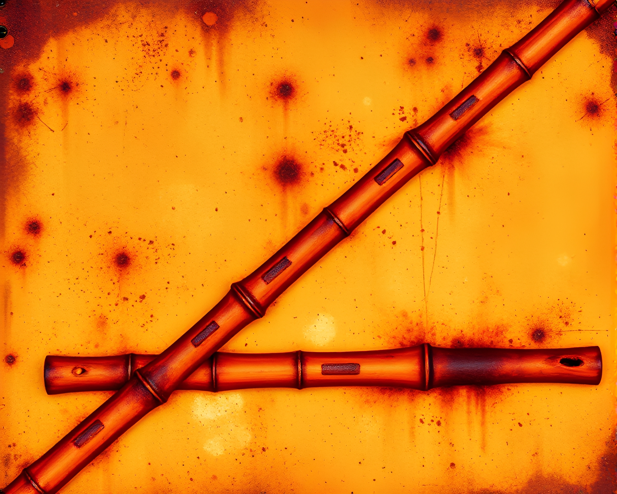 Bamboo Flute Rust Patina X-Ray Symphony – free AI stock image