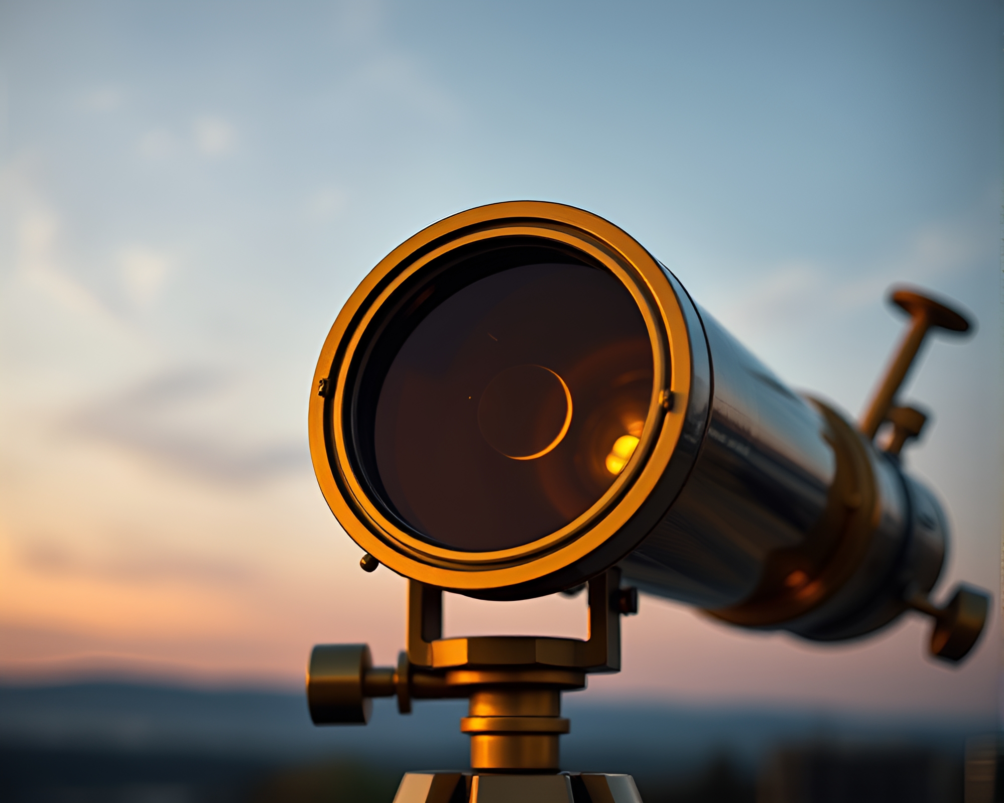 Brass Telescope Among Spiraling Light Rays – free AI stock image