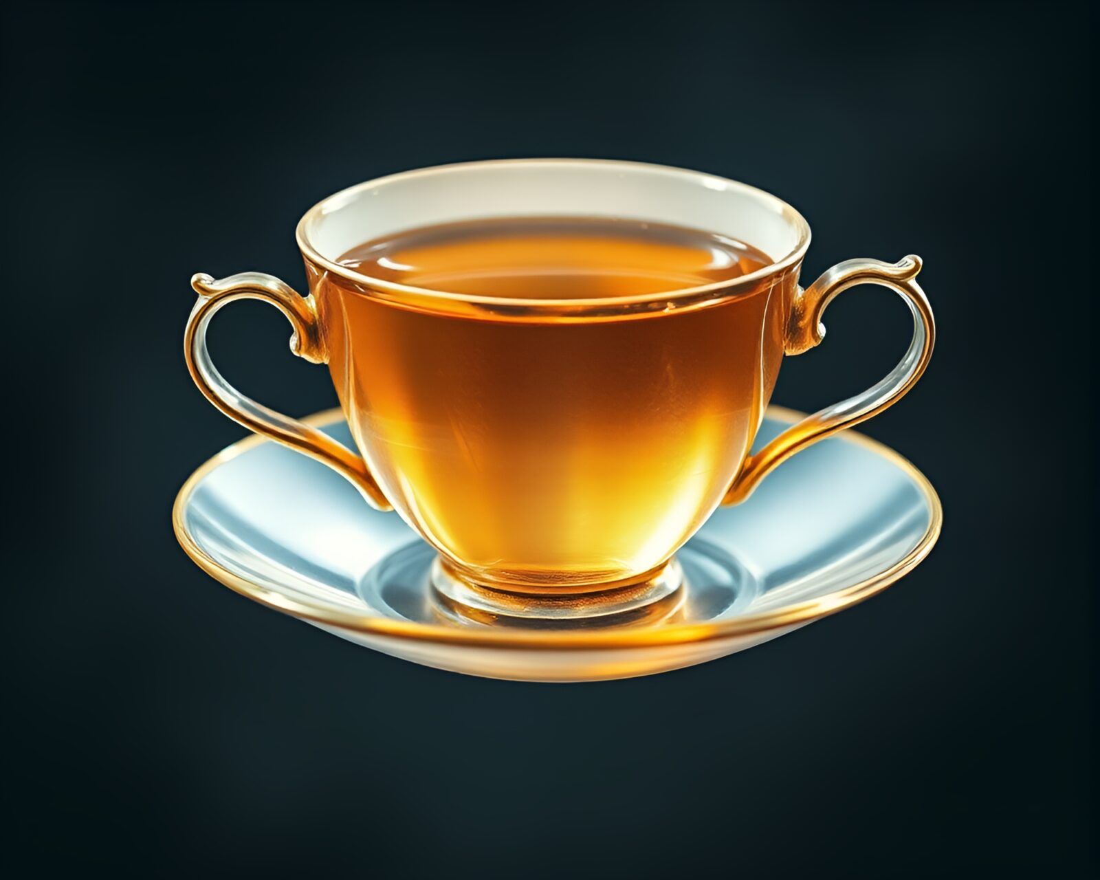 Gorgeous tea cup floating in a topaz light chalk drawing