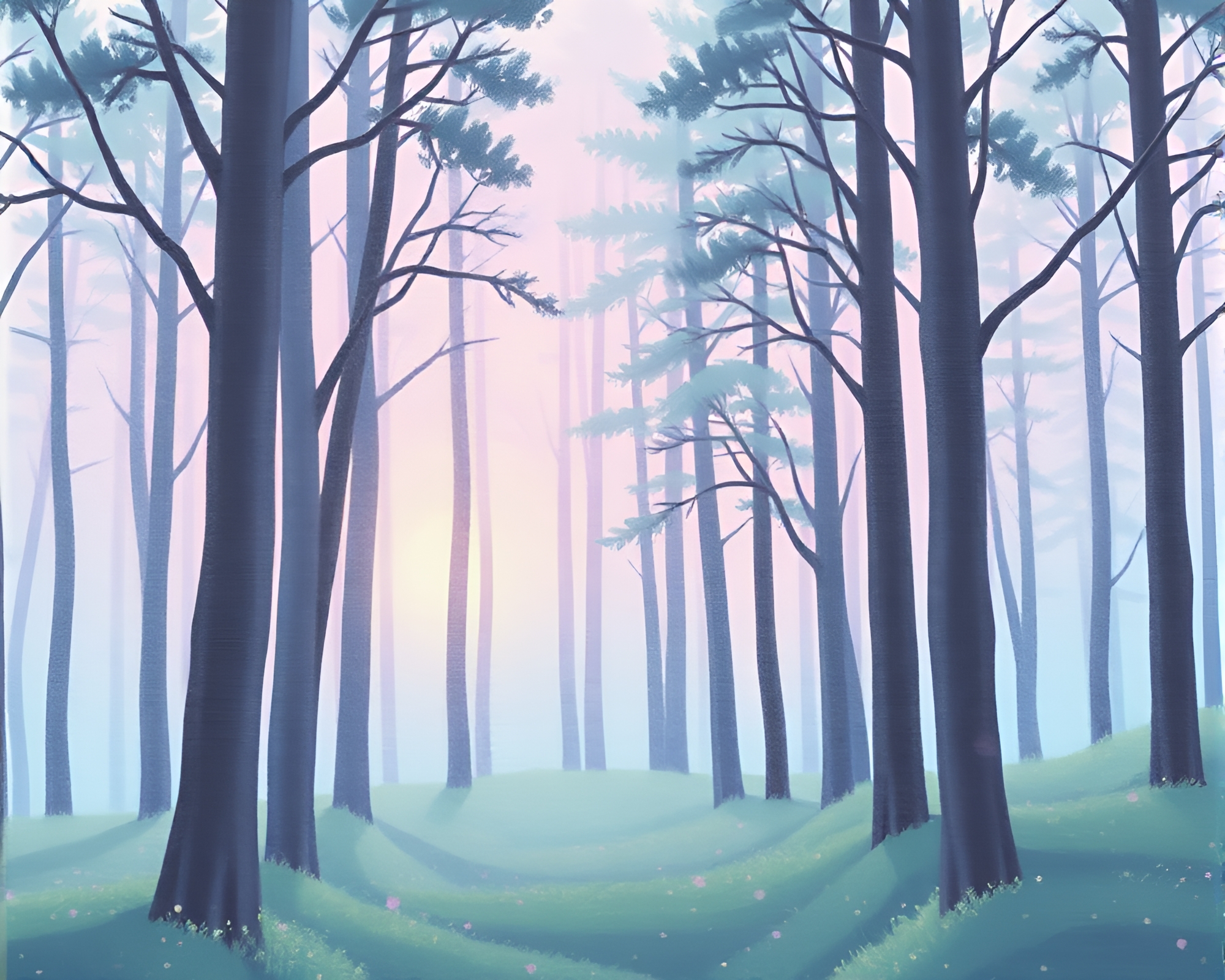 Luminous Forest Cloth Simulation in Pastel Dot Matrix – free AI stock image