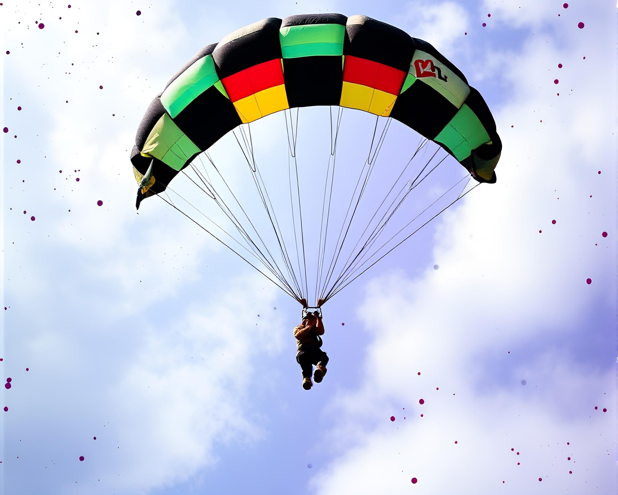 Checkered Prism Parachute Jumper Splash Art – free AI stock image